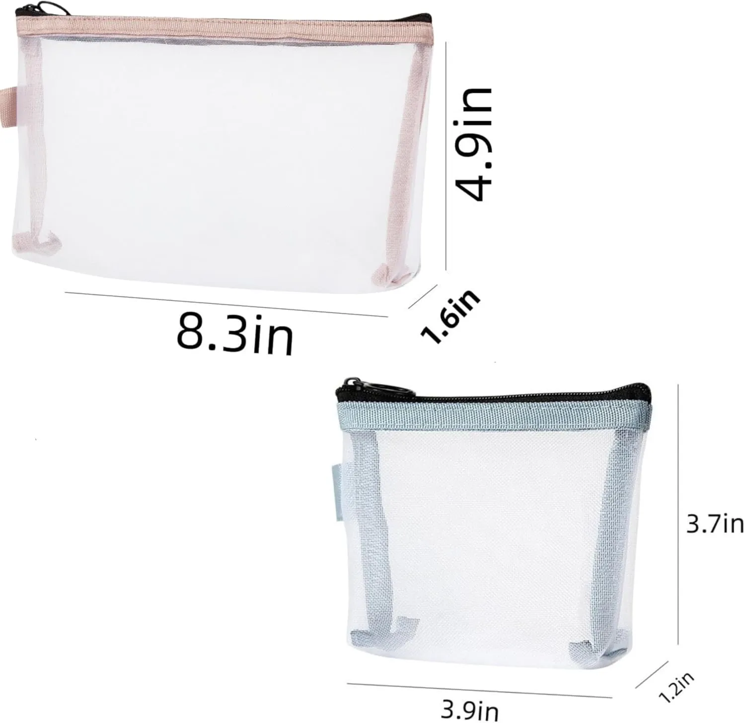 2PCS Mini Makeup Bag,Zipper Mesh Bags,Portable Small Makeup Pouch for Women,Small Travel Cosmetic Bag,Mini storage bag for coin,lipstick,jewelry