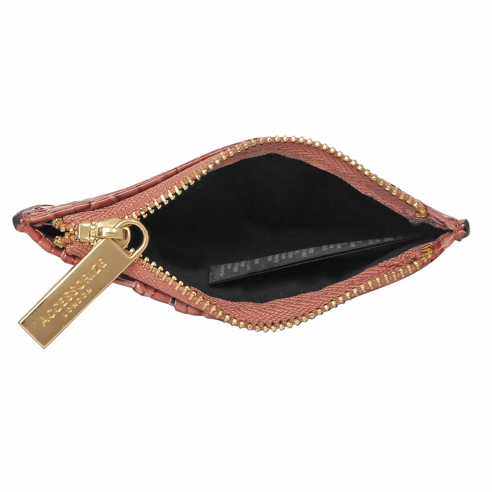Accessorize London Women's Faux Leather Pink Patent Cardholder