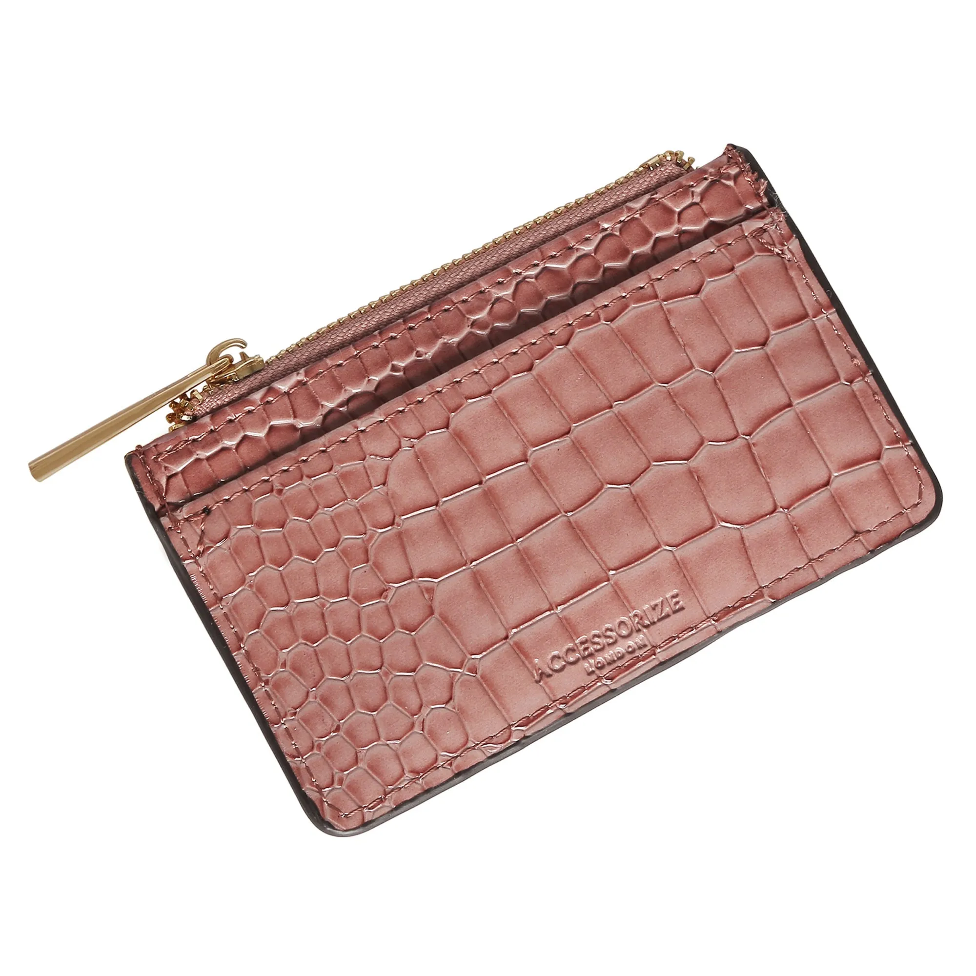 Accessorize London Women's Faux Leather Pink Patent Cardholder