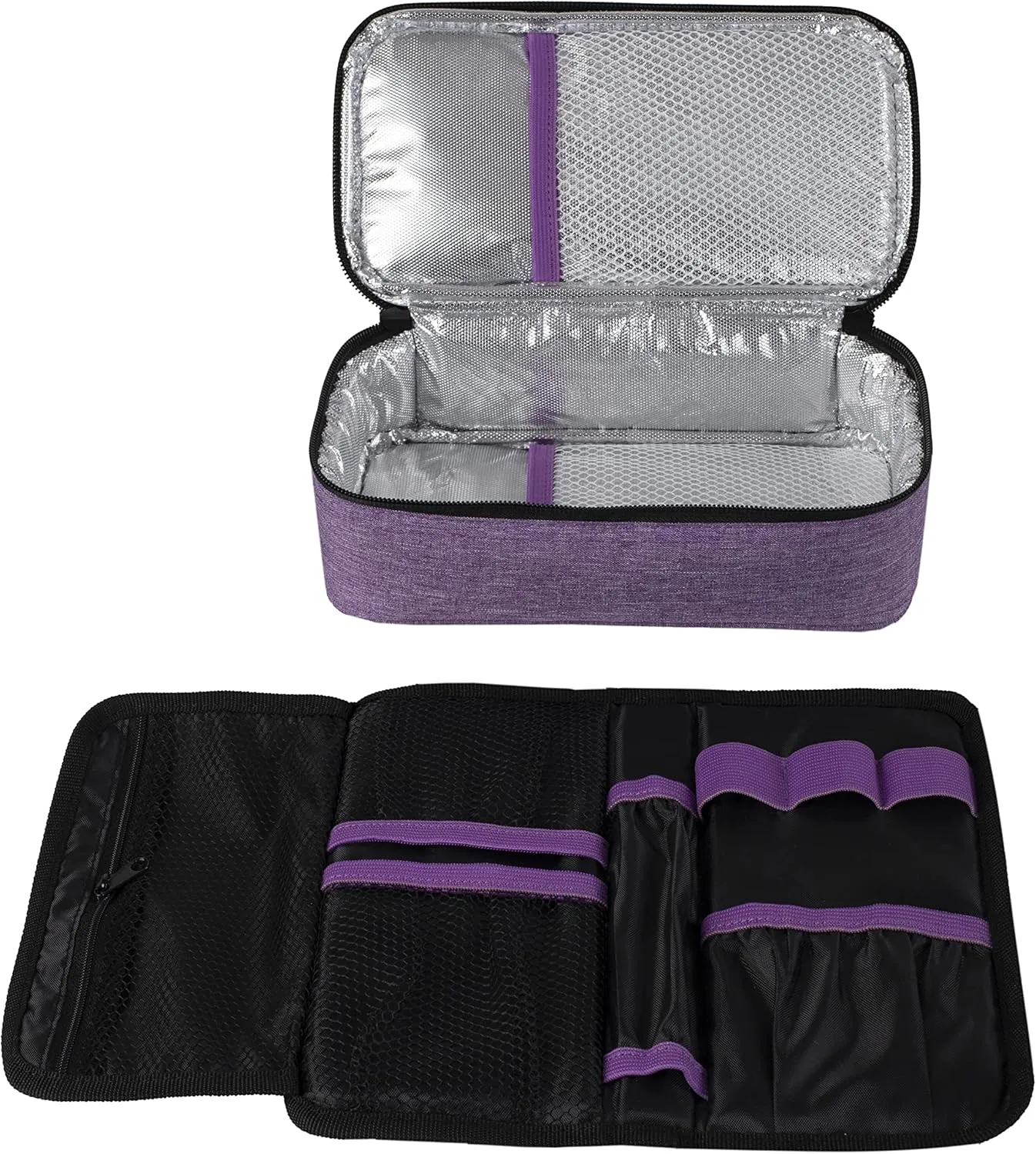 ALLCAMP Insulin Cooler Travel Case for Diabetic Organize Medication with 4 Ice Packs Purple(9X 4.72x 3.14 inches)