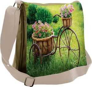 Ambesonne Flower Messenger Bag, Vintage Ivy Frame, Unisex Cross-body