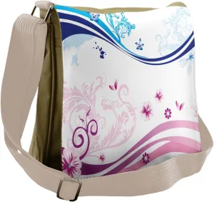 Ambesonne Modern Messenger Bag, Ivy Flower Leaves Nature, Unisex Cross-body