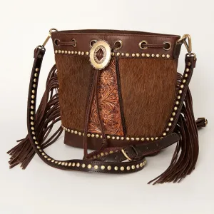 American Darling ADBGI149 Bucket Hand Tooled Hair-On Genuine Leather Women Bag Western Handbag Purse