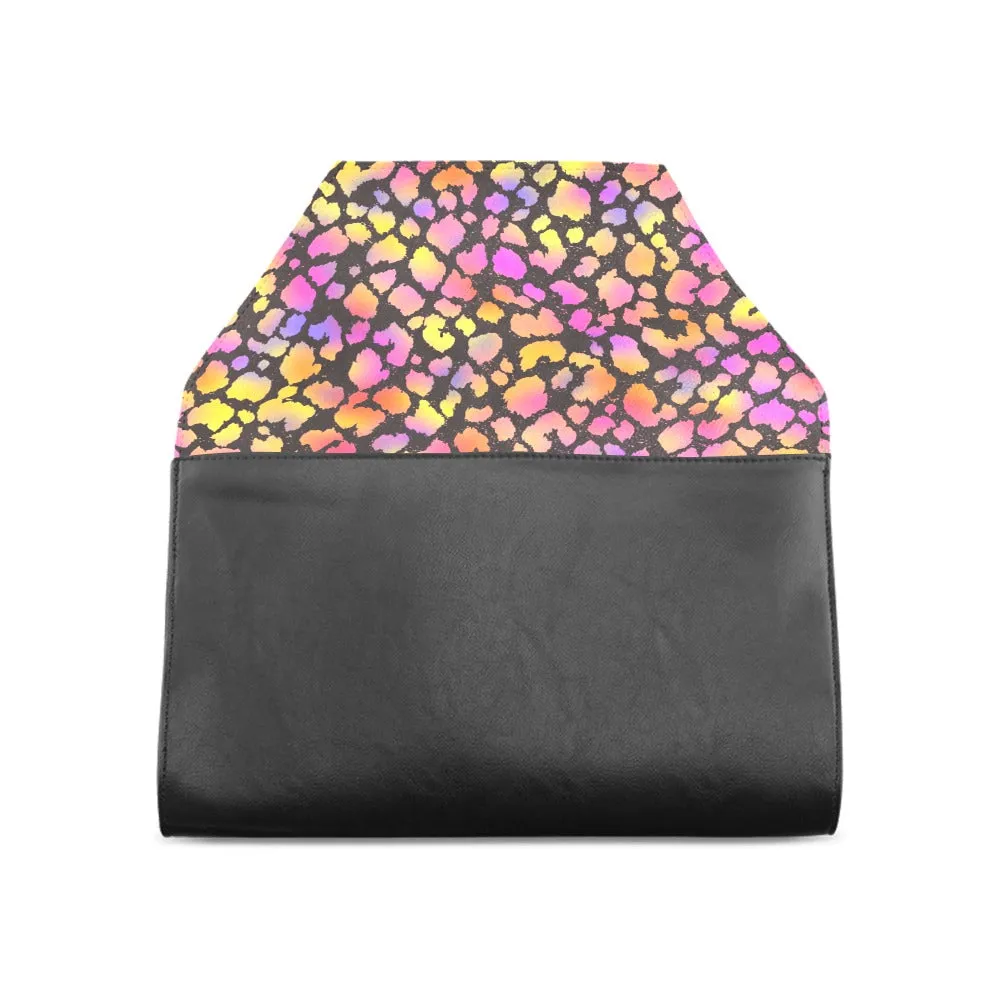 Black Pinky Leopard Clutch Bag