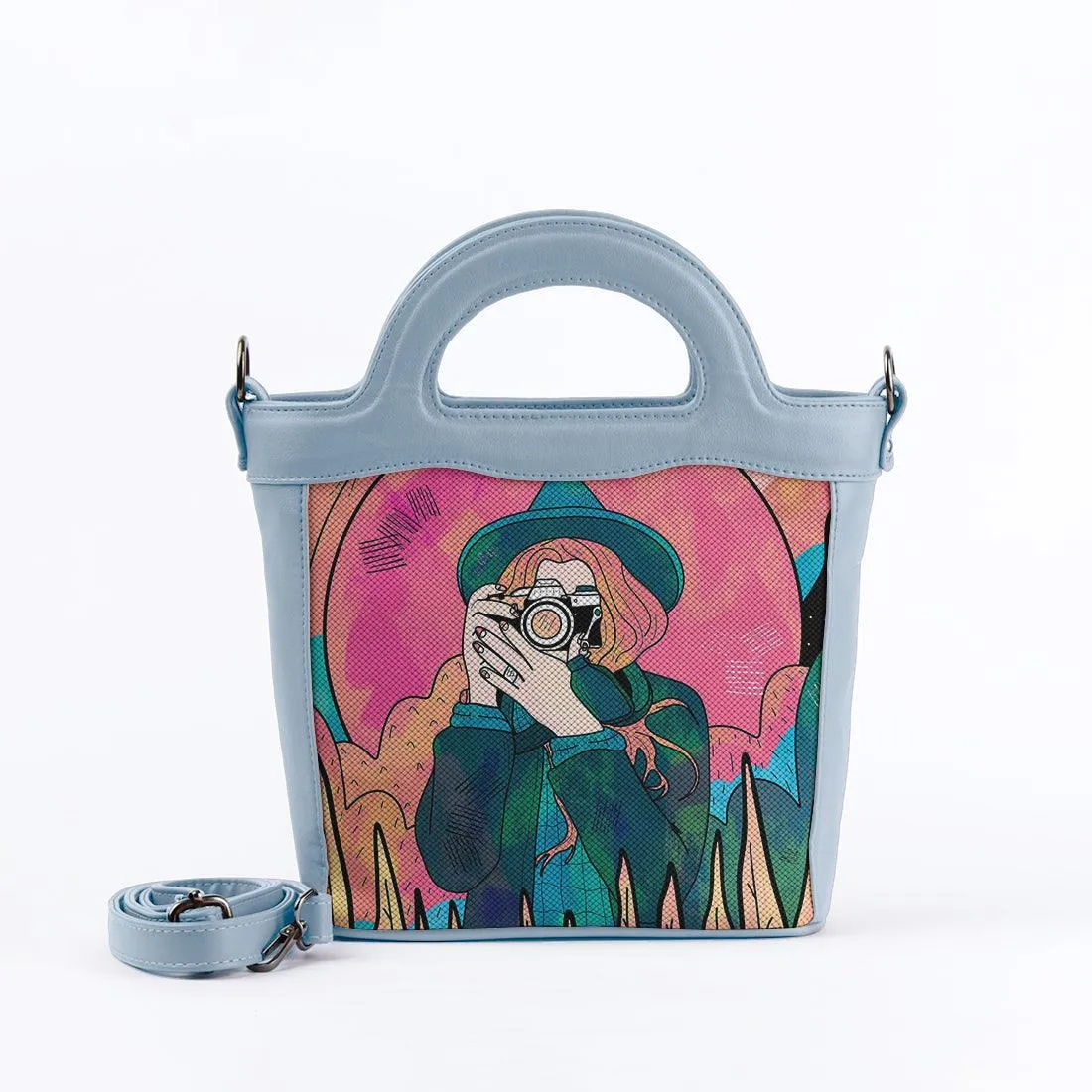 Blue Top Handle Handbag The space photographer