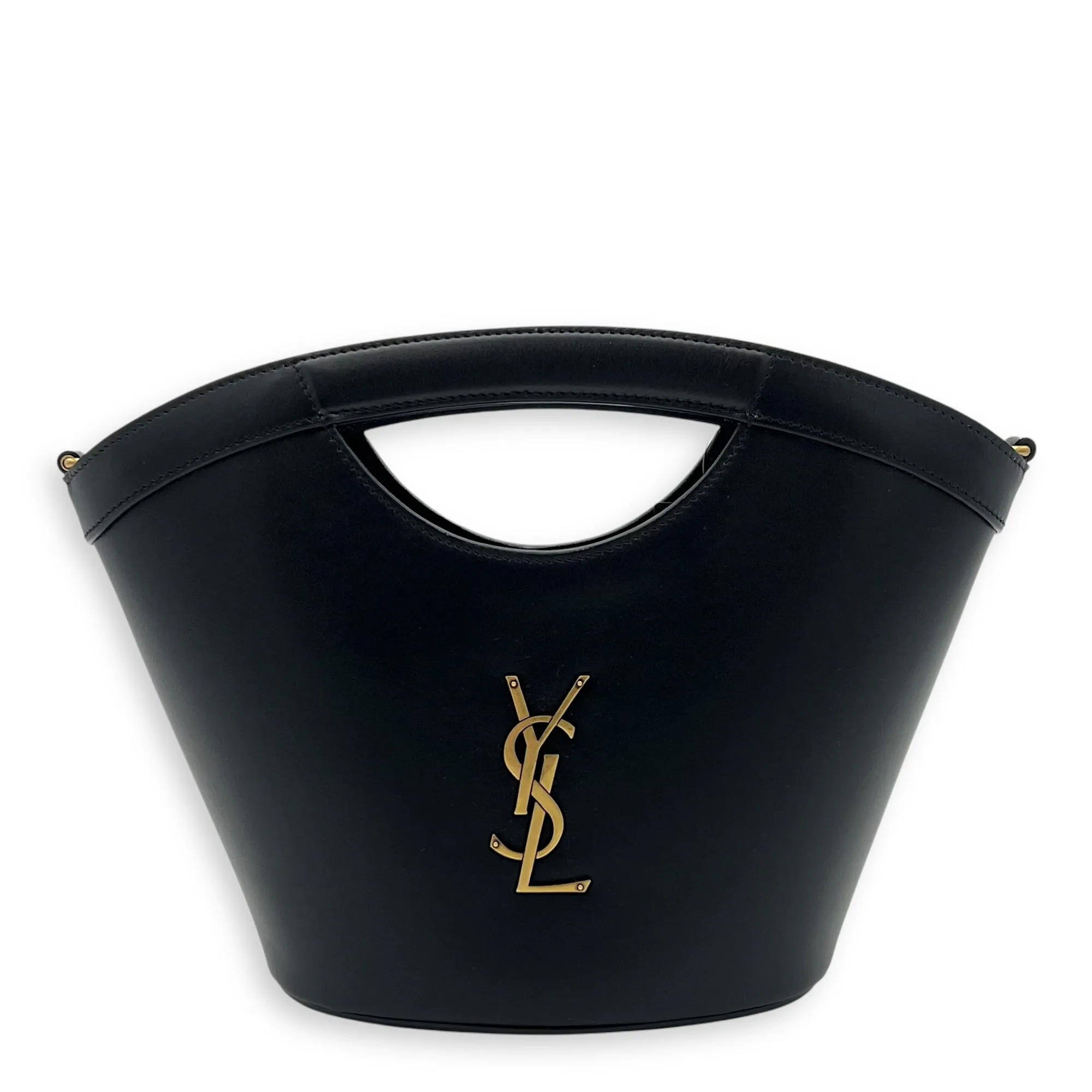 Celia Bucket Bag Black in Calfskin, Gold hardware