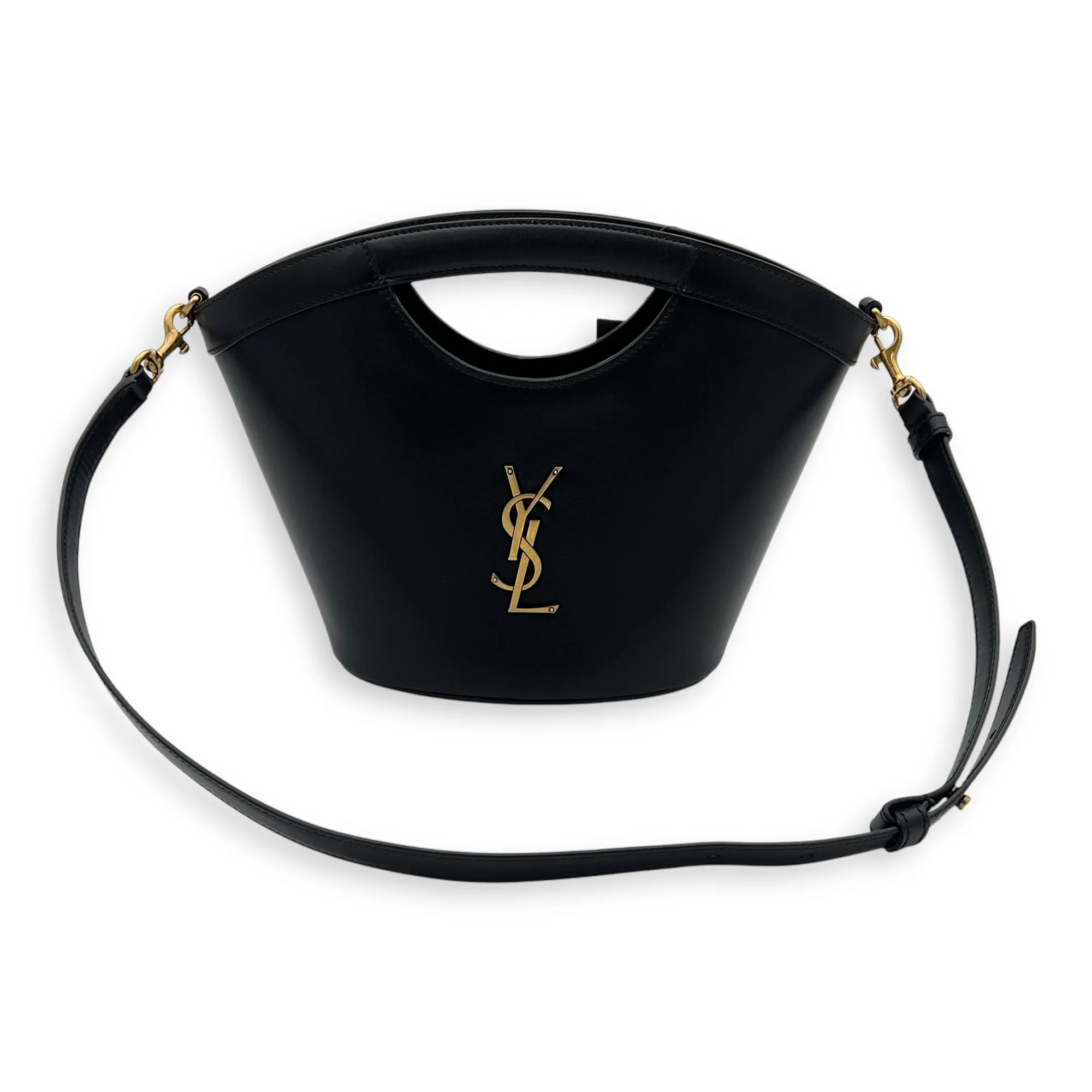 Celia Bucket Bag Black in Calfskin, Gold hardware