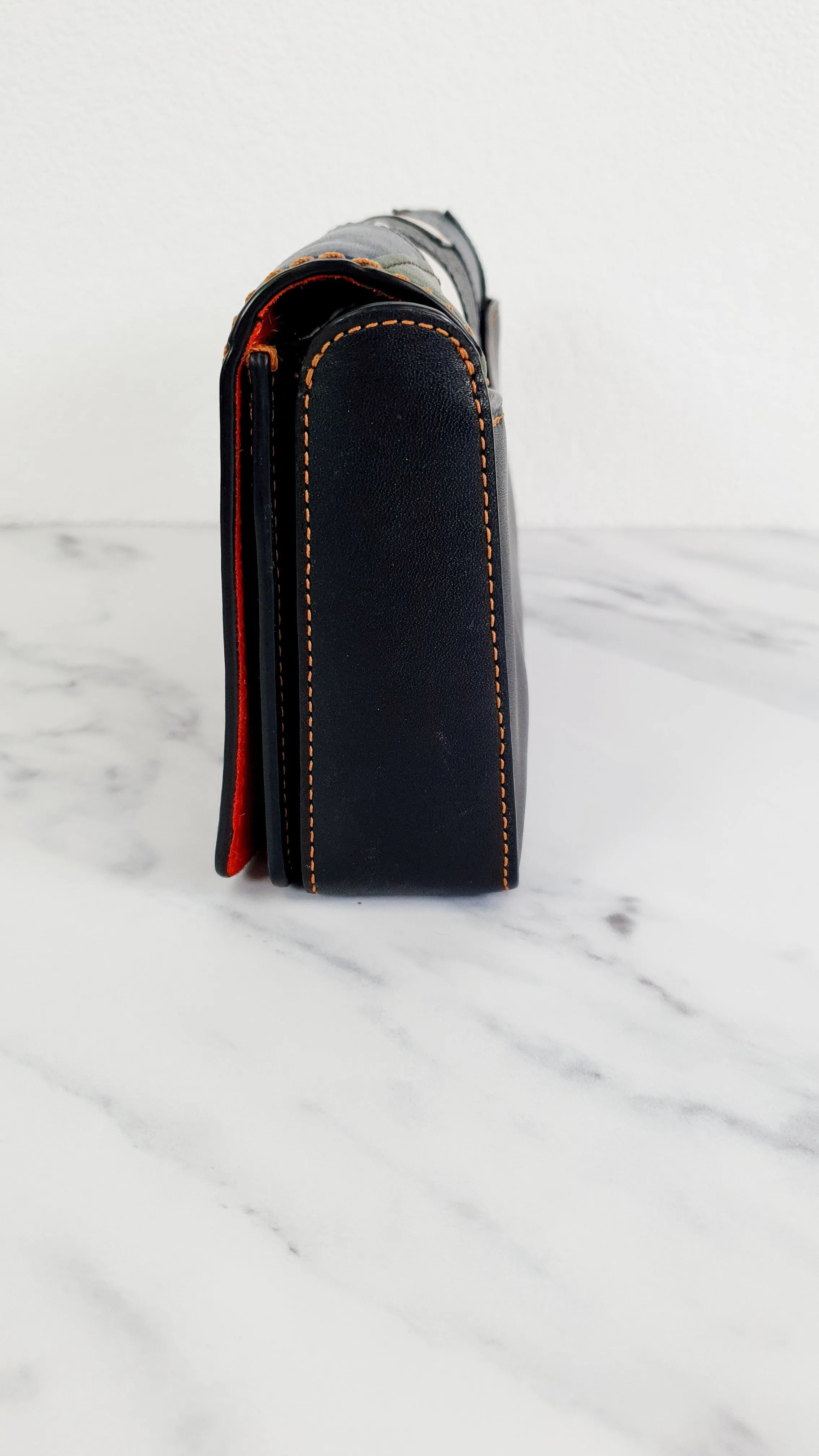 Coach 1941 Dinky Crossbody Bag With Patchwork Leather & Suede in Black, Orange, Blue & Chalk - Coach 38179