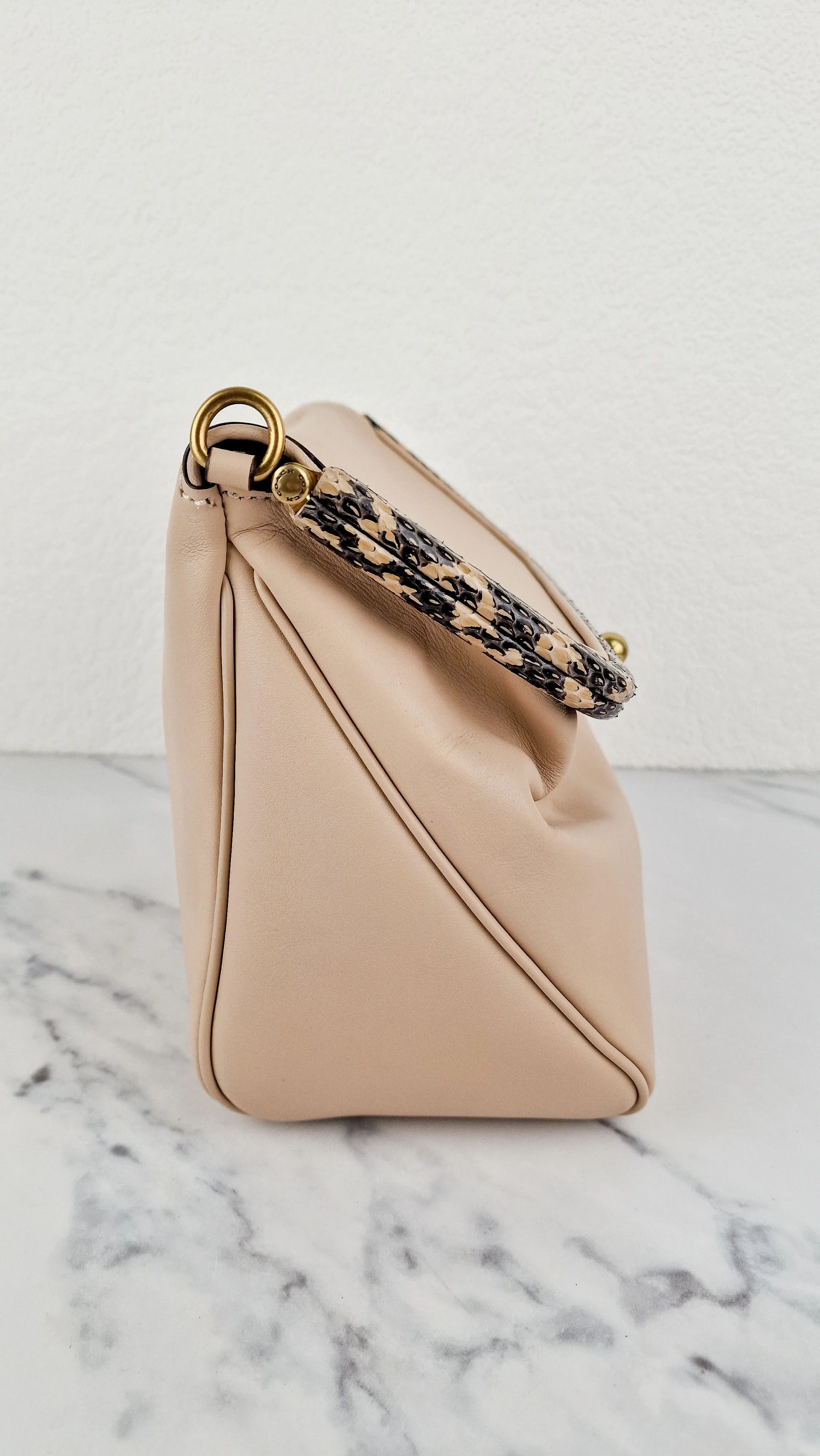Coach 1941 Rider Bag 24 Crossbody Snakeskin in Beige Sand Cream Smooth Leather - Coach 75501