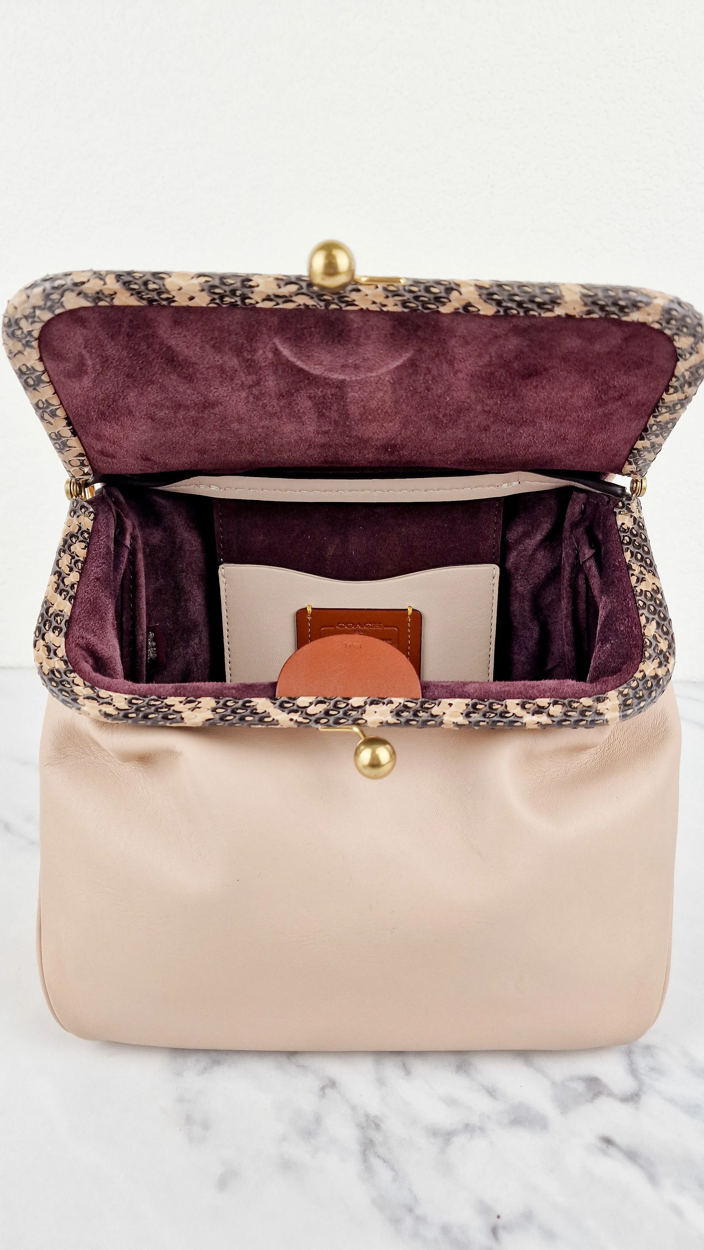 Coach 1941 Rider Bag 24 Crossbody Snakeskin in Beige Sand Cream Smooth Leather - Coach 75501