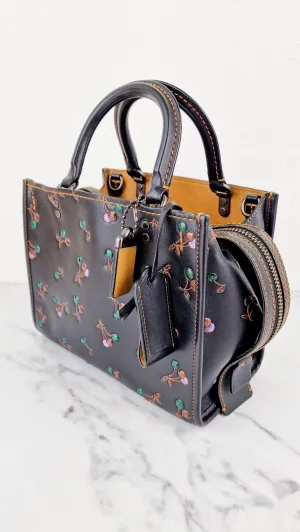 Coach 1941 Rogue 25 in Black with Cherries Cherry Bag - Shoulder Bag Handbag in Smooth Leather - Coach 21636