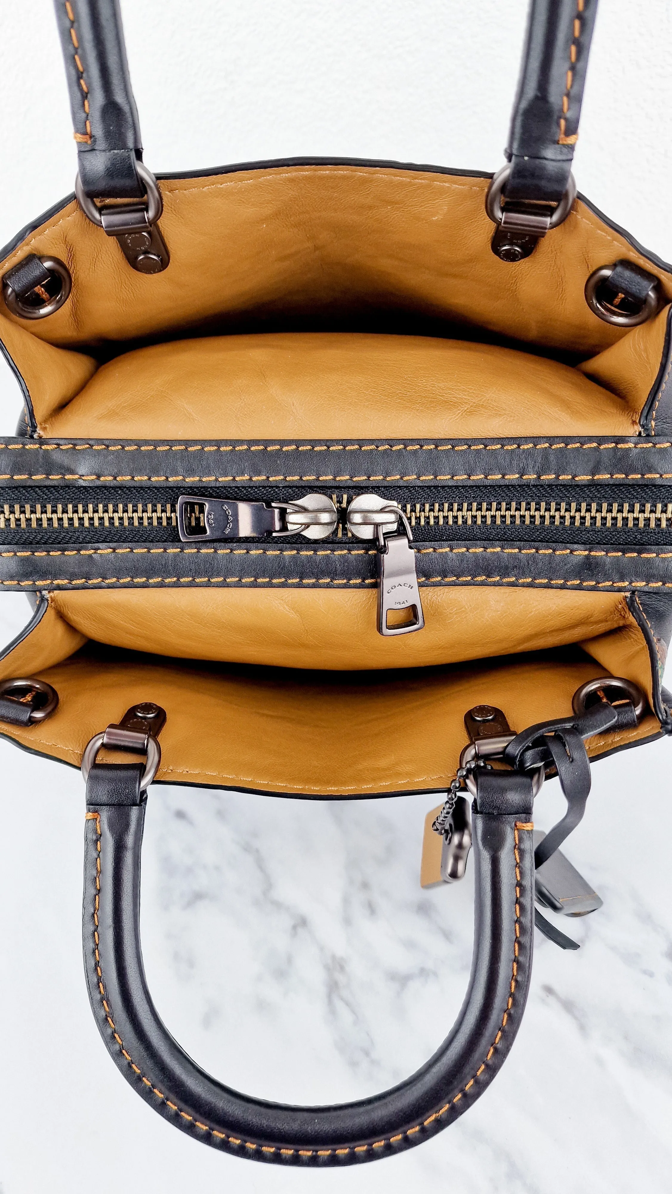 Coach 1941 Rogue 25 in Black with Cherries Cherry Bag - Shoulder Bag Handbag in Smooth Leather - Coach 21636