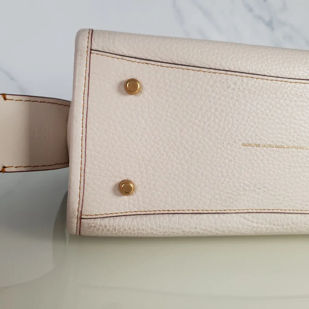 Coach 1941 Rogue 25 in Chalk - Shoulder Bag Handbag in White Pebble Leather Colorblock Oxblood Handles