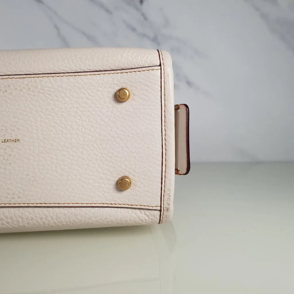 Coach 1941 Rogue 25 in Chalk - Shoulder Bag Handbag in White Pebble Leather Colorblock Oxblood Handles
