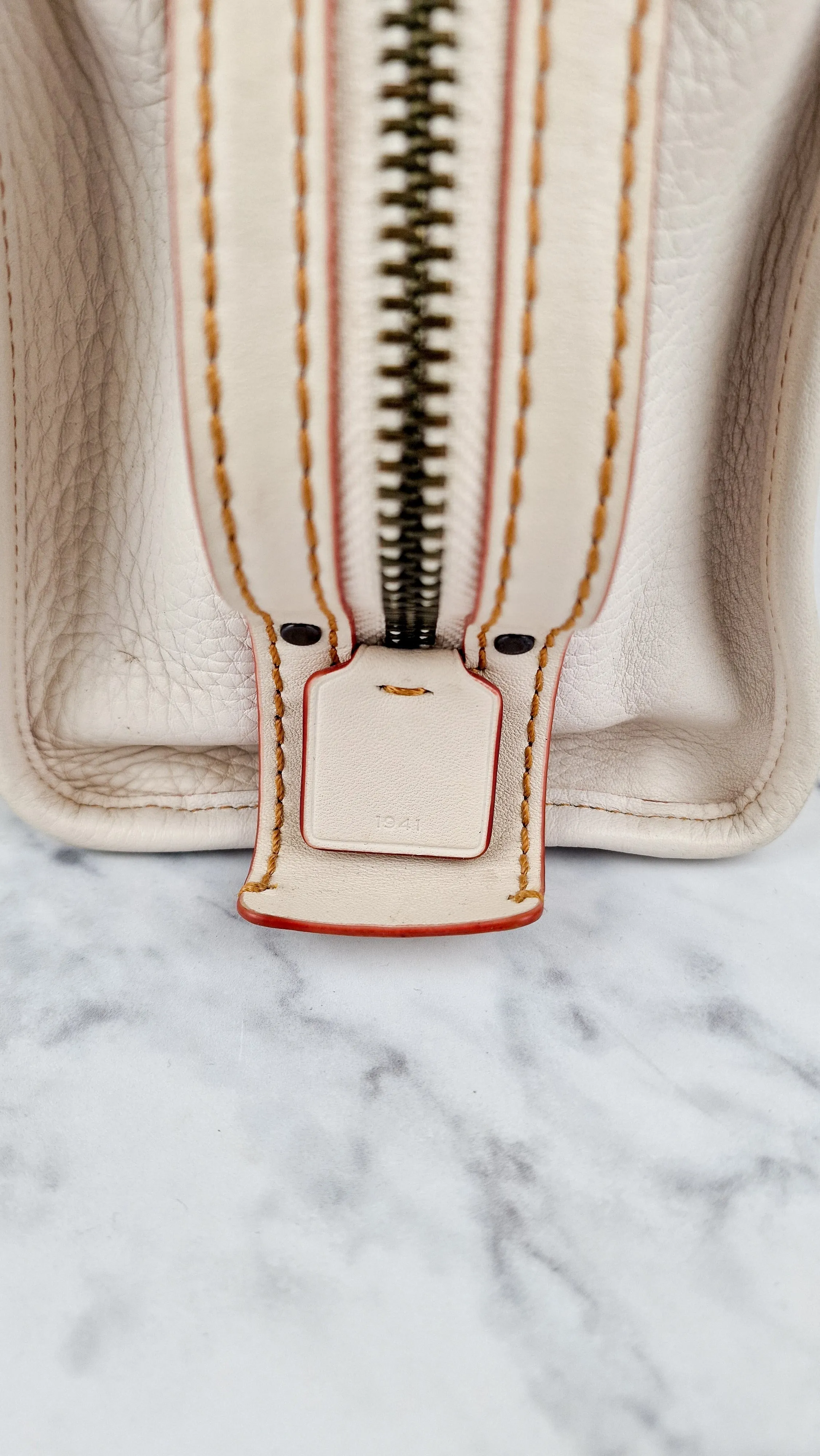 Coach 1941 Rogue 25 in Chalk White With Pyramid Prairie Rivets Pebble Leather Satchel - Coach 54551