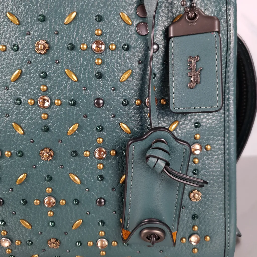 Coach 1941 Rogue 25 in Dark Turquoise With Prairie Rivets Satchel 21590