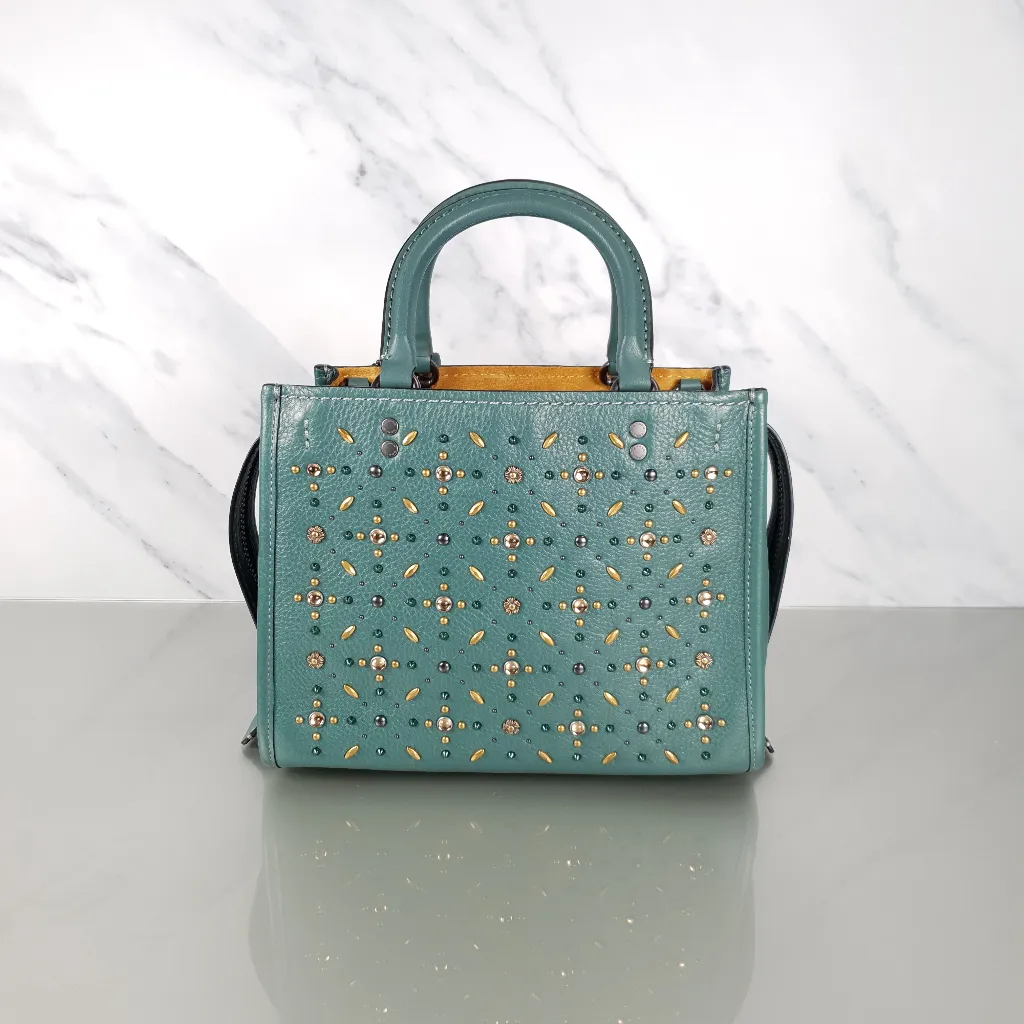 Coach 1941 Rogue 25 in Dark Turquoise With Prairie Rivets Satchel 21590