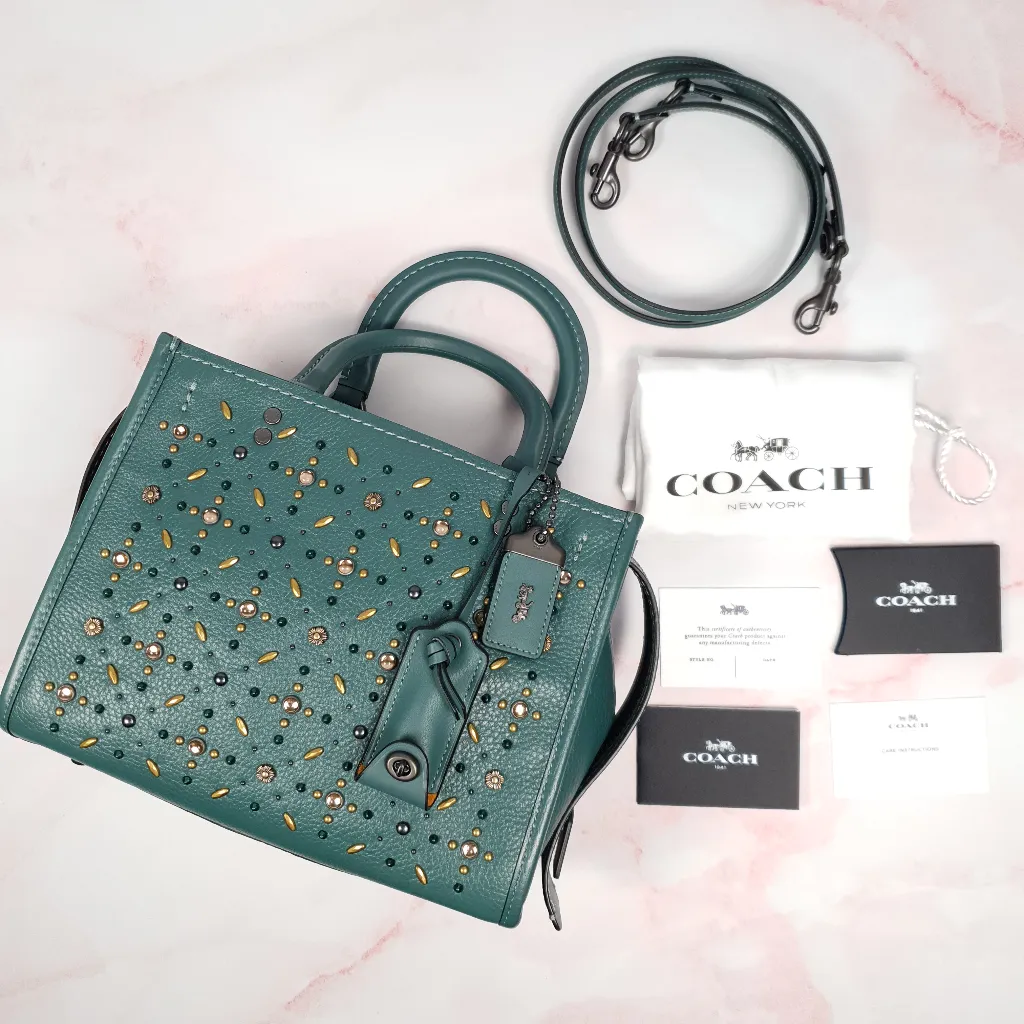 Coach 1941 Rogue 25 in Dark Turquoise With Prairie Rivets Satchel 21590