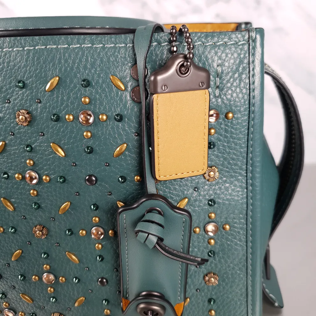 Coach 1941 Rogue 25 in Dark Turquoise With Prairie Rivets Satchel 21590