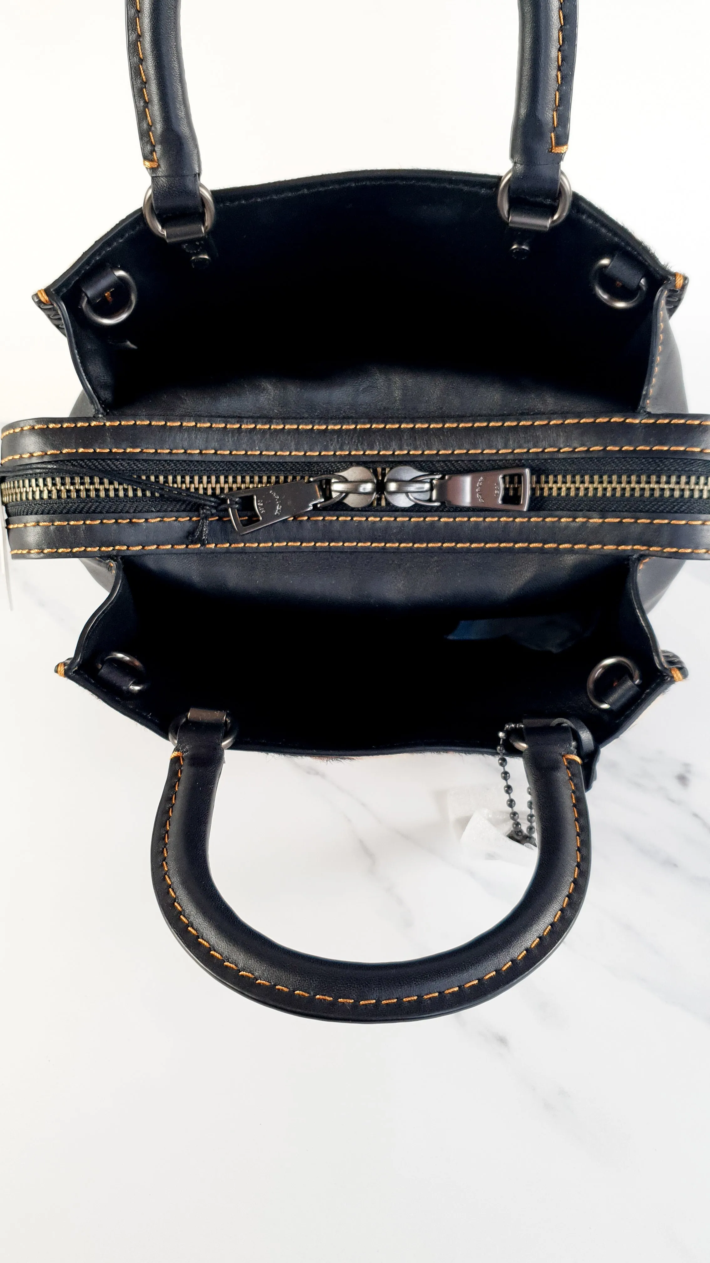 Coach 1941 Rogue 25 Wild Beast Leopard in Black With Haircalf and Rivets - Satchel Handbag Coach 32872