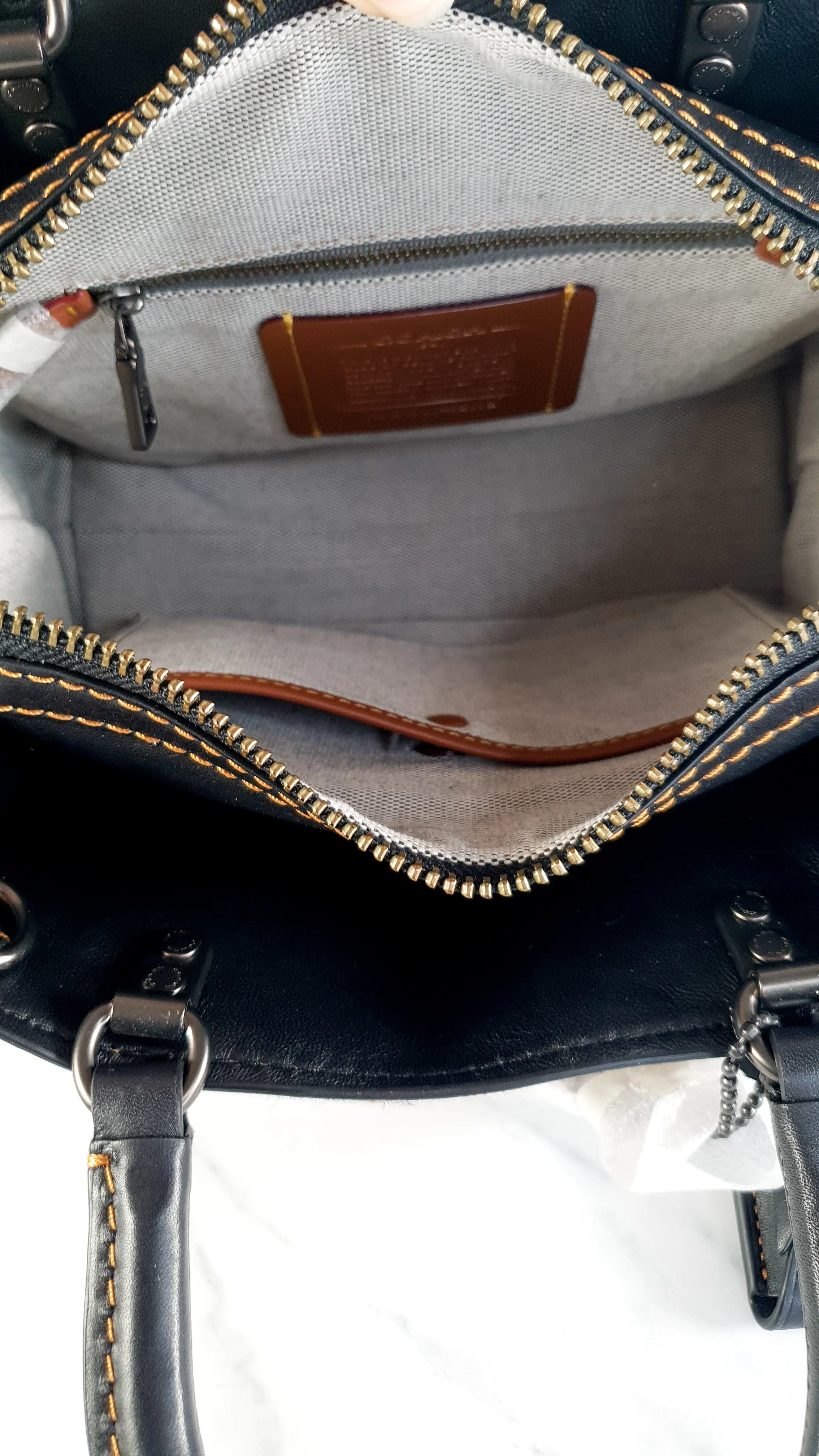 Coach 1941 Rogue 25 Wild Beast Leopard in Black With Haircalf and Rivets - Satchel Handbag Coach 32872