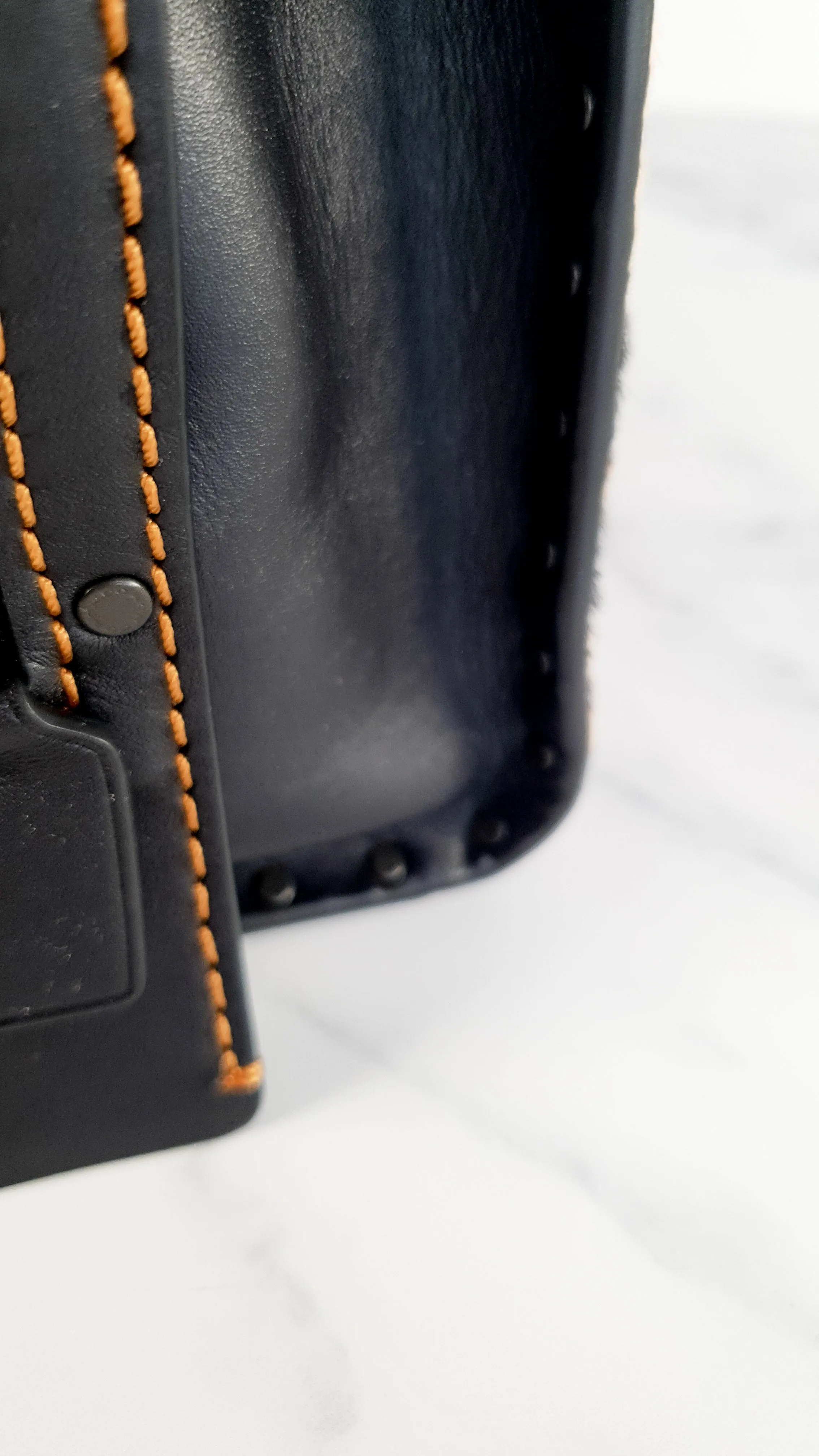 Coach 1941 Rogue 25 Wild Beast Leopard in Black With Haircalf and Rivets - Satchel Handbag Coach 32872