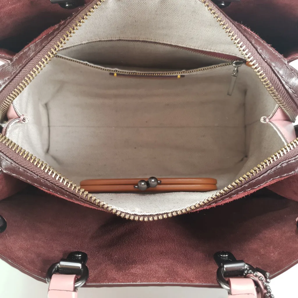 Coach 1941 Rogue 31 Dusty Rose Pink With Quilting & Rivets Ombre Chevrons Bag