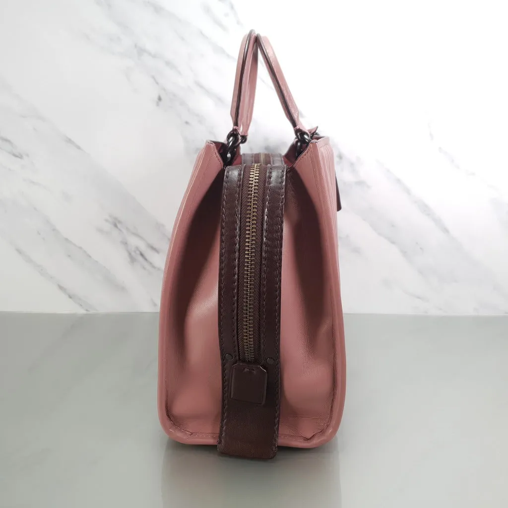 Coach 1941 Rogue 31 Dusty Rose Pink With Quilting & Rivets Ombre Chevrons Bag