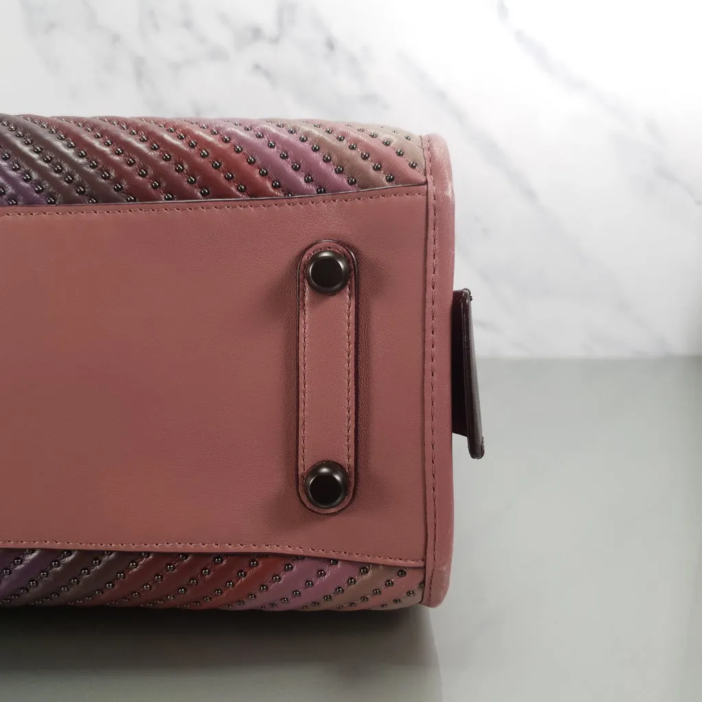 Coach 1941 Rogue 31 Dusty Rose Pink With Quilting & Rivets Ombre Chevrons Bag