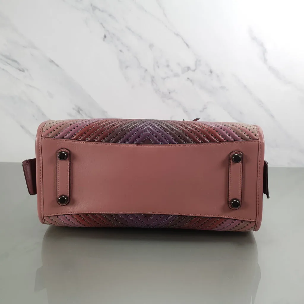 Coach 1941 Rogue 31 Dusty Rose Pink With Quilting & Rivets Ombre Chevrons Bag