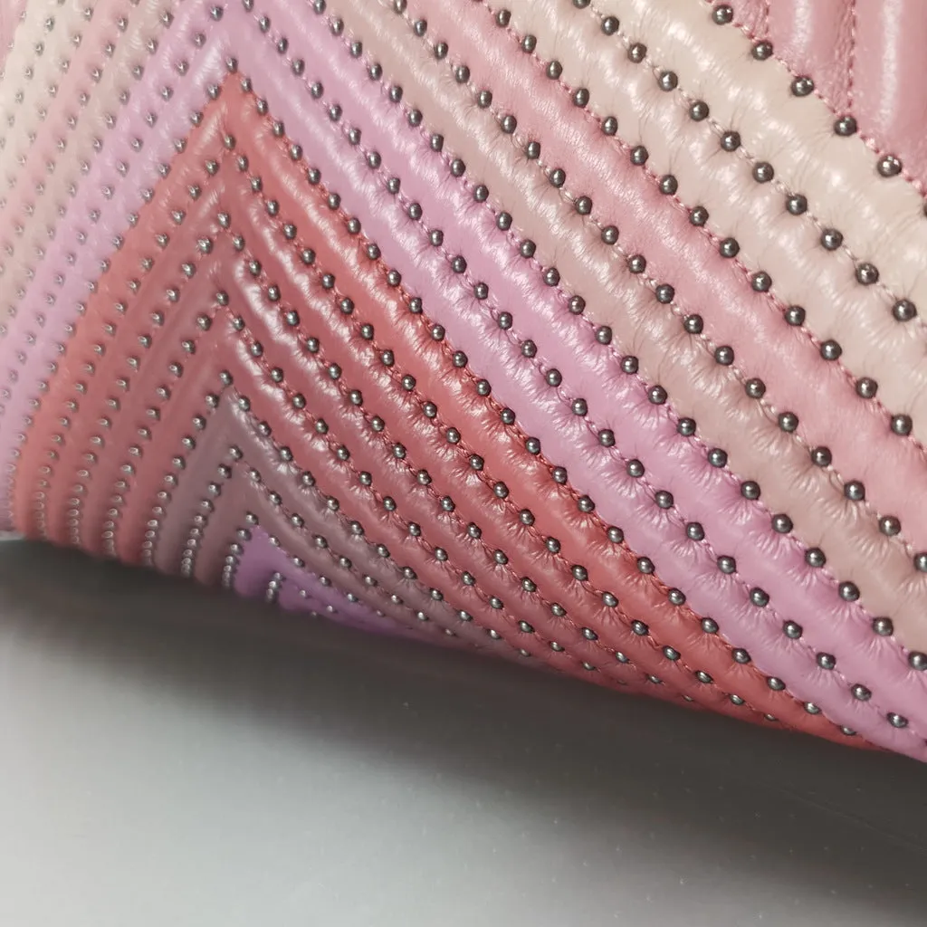 Coach 1941 Rogue 31 Dusty Rose Pink With Quilting & Rivets Ombre Chevrons Bag