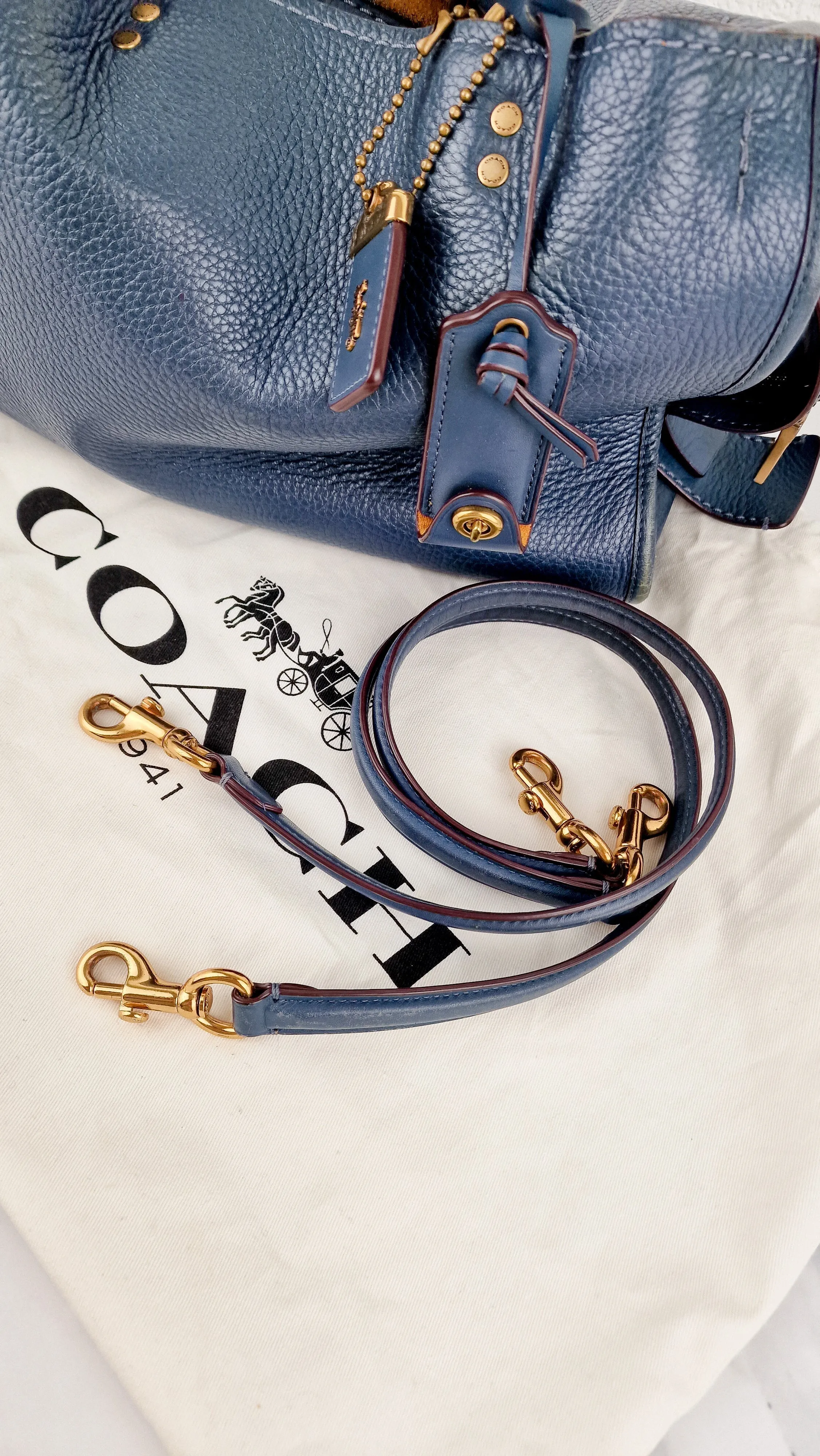 Coach 1941 Rogue 31 in Dark Denim Blue Shoulder Bag Satchel Handbag Coach 38124