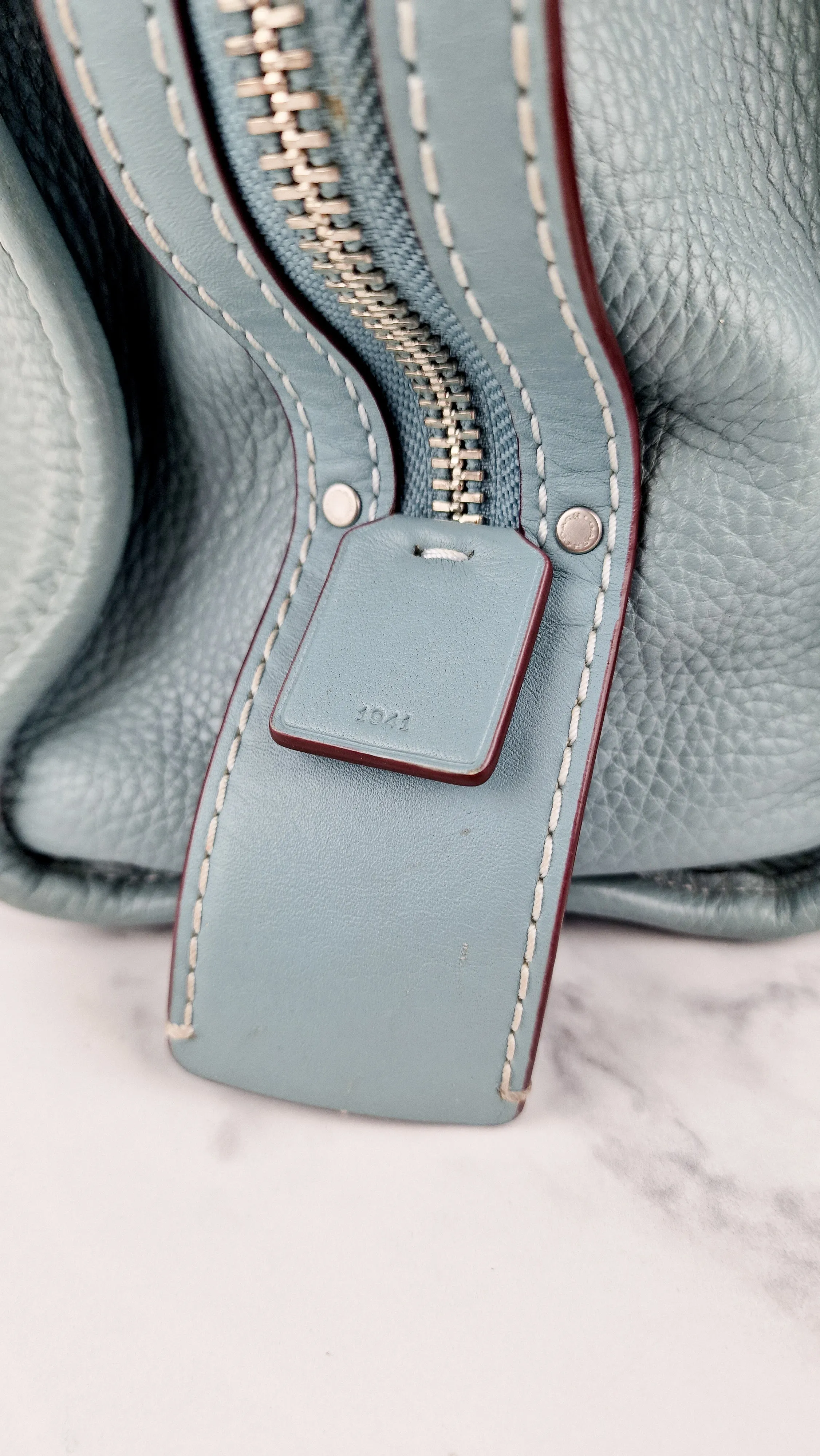 Coach 1941 Rogue 31 in Steel Blue Nickel Silver Hardware Satchel Handbag Leather Coach 38124