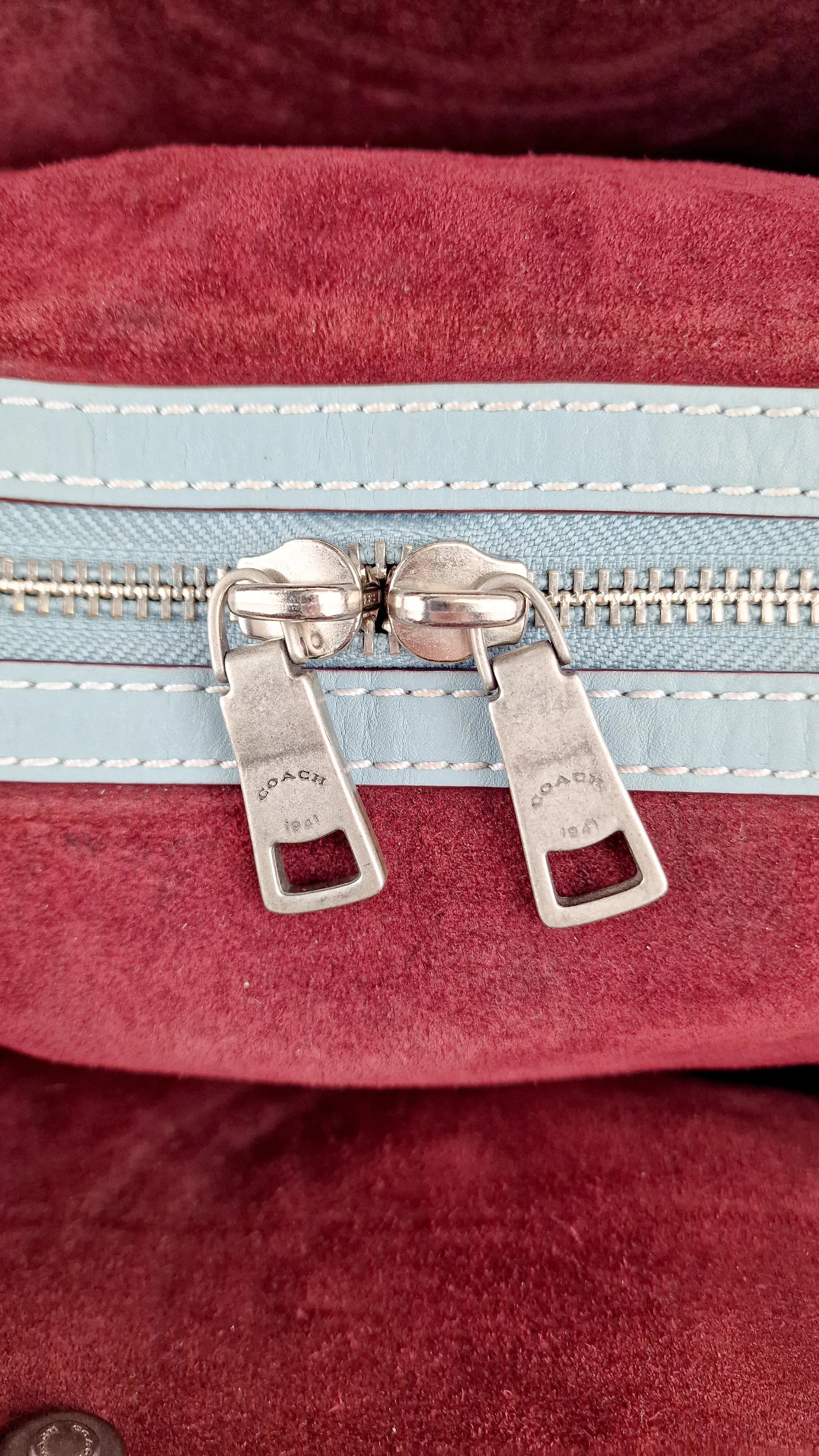 Coach 1941 Rogue 31 in Steel Blue Nickel Silver Hardware Satchel Handbag Leather Coach 38124