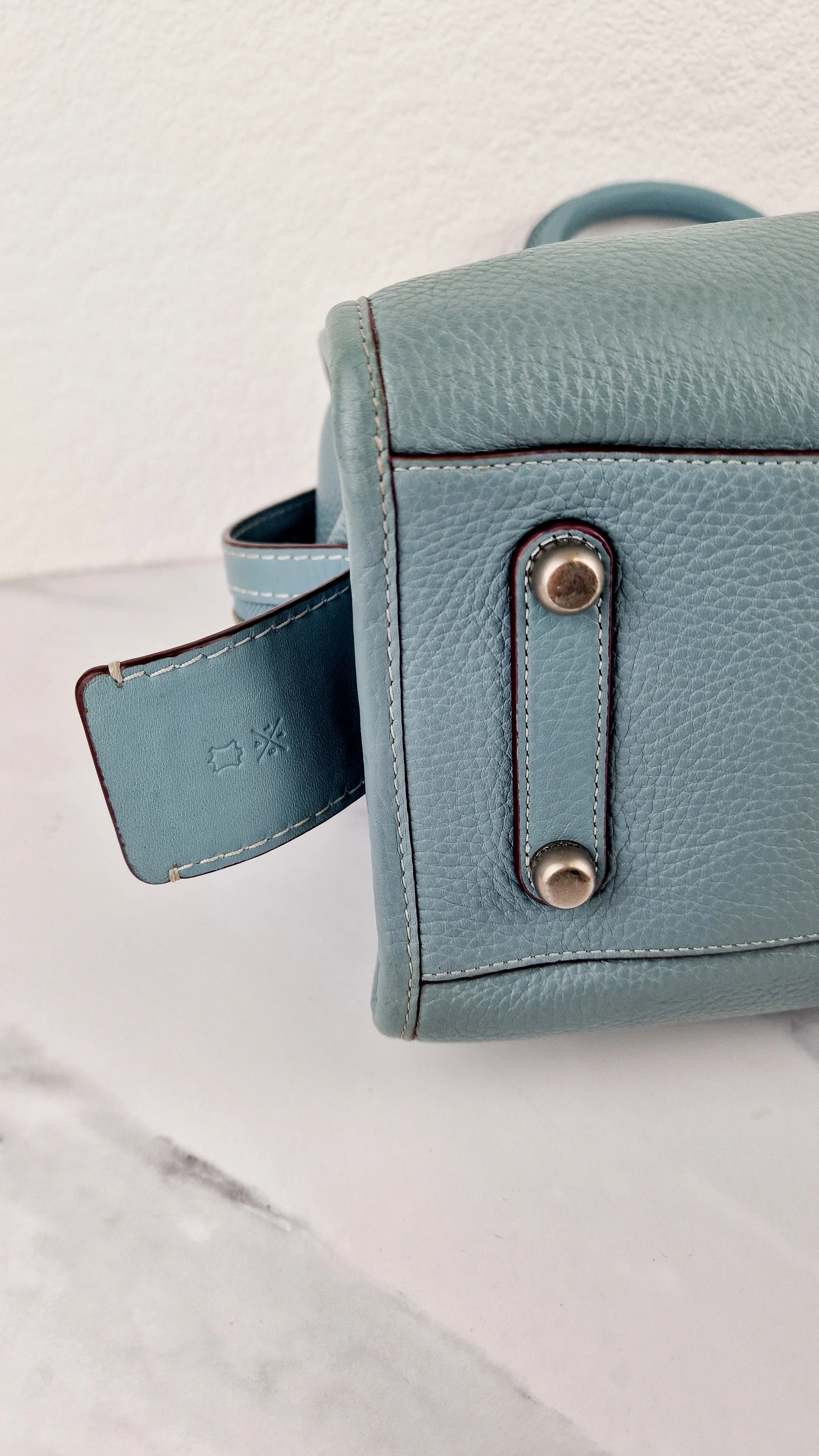Coach 1941 Rogue 31 in Steel Blue Nickel Silver Hardware Satchel Handbag Leather Coach 38124