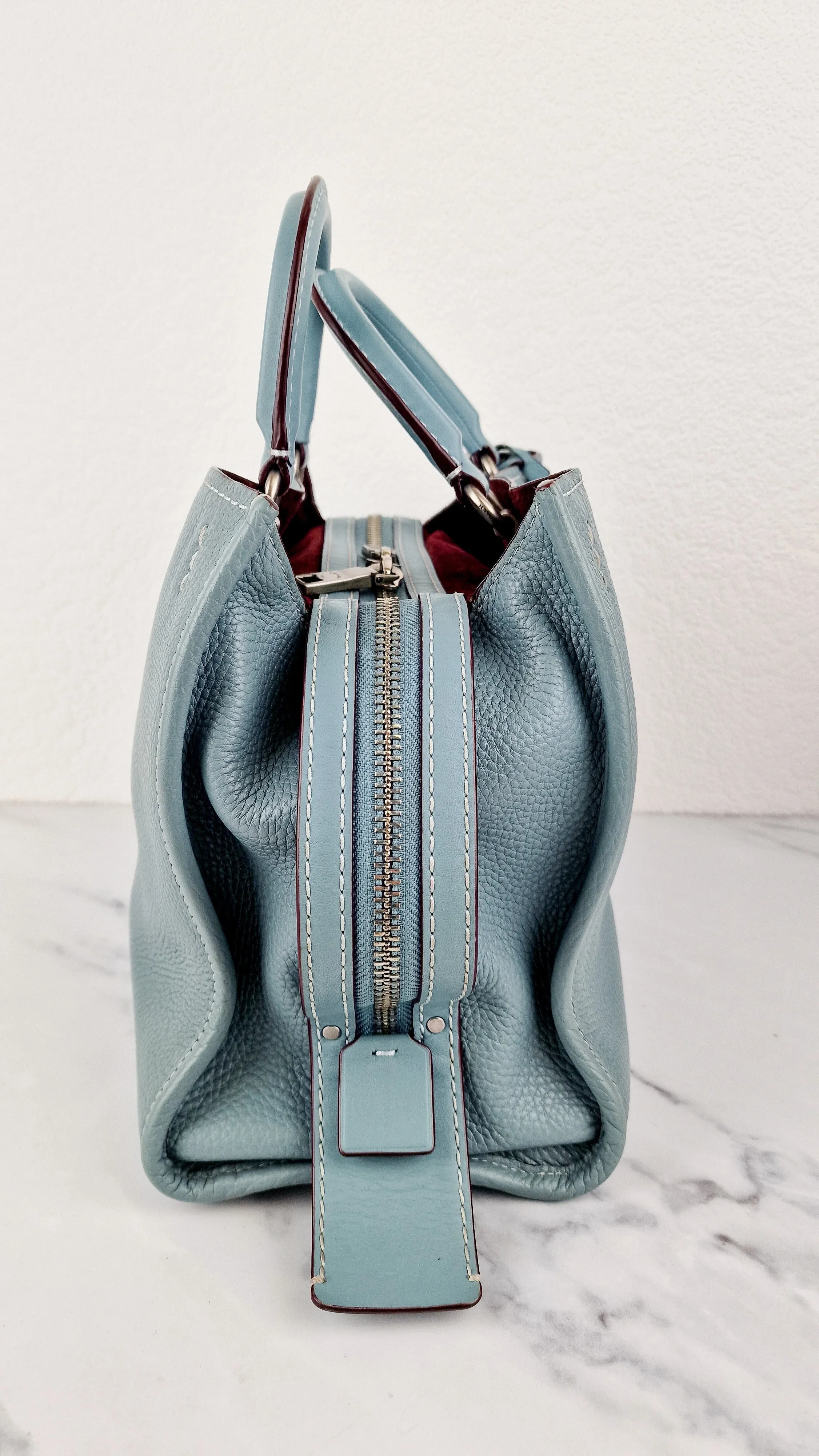 Coach 1941 Rogue 31 in Steel Blue Nickel Silver Hardware Satchel Handbag Leather Coach 38124