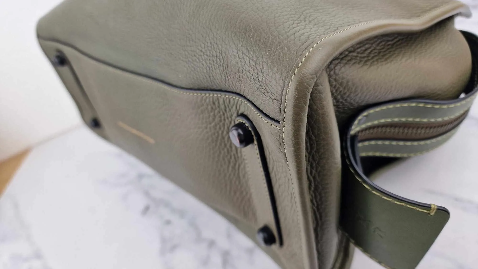 Coach 1941 Rogue 36 in Army Green Olive with Genuine Snakeskin Handles - Shoulder Bag Handbag - Coach 58965