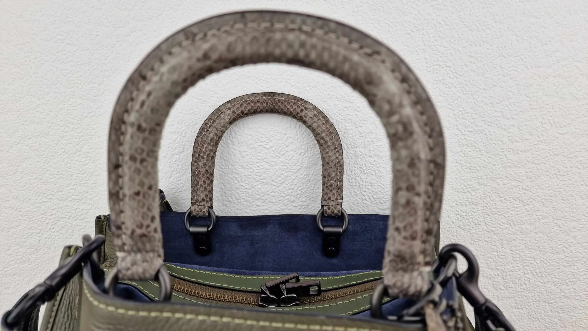 Coach 1941 Rogue 36 in Army Green Olive with Genuine Snakeskin Handles - Shoulder Bag Handbag - Coach 58965