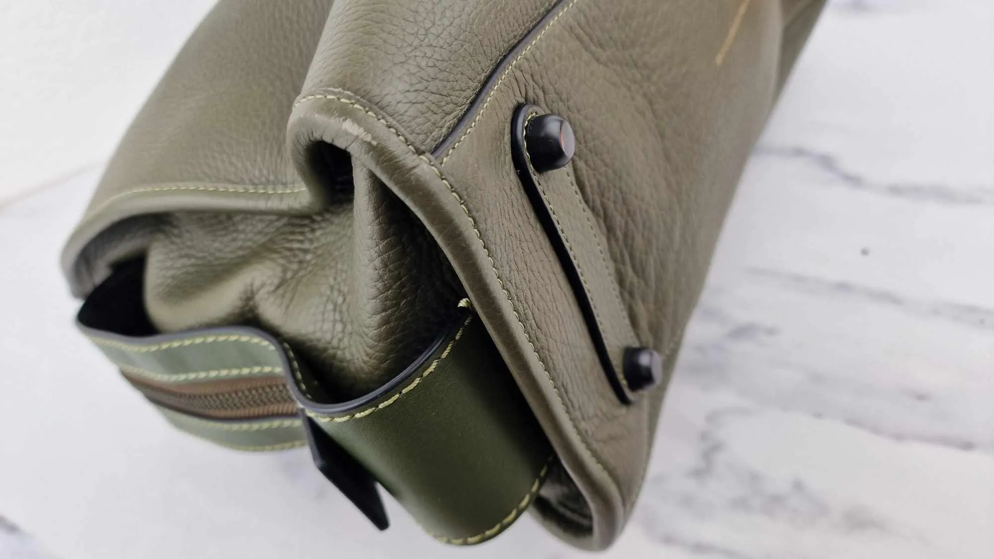 Coach 1941 Rogue 36 in Army Green Olive with Genuine Snakeskin Handles - Shoulder Bag Handbag - Coach 58965