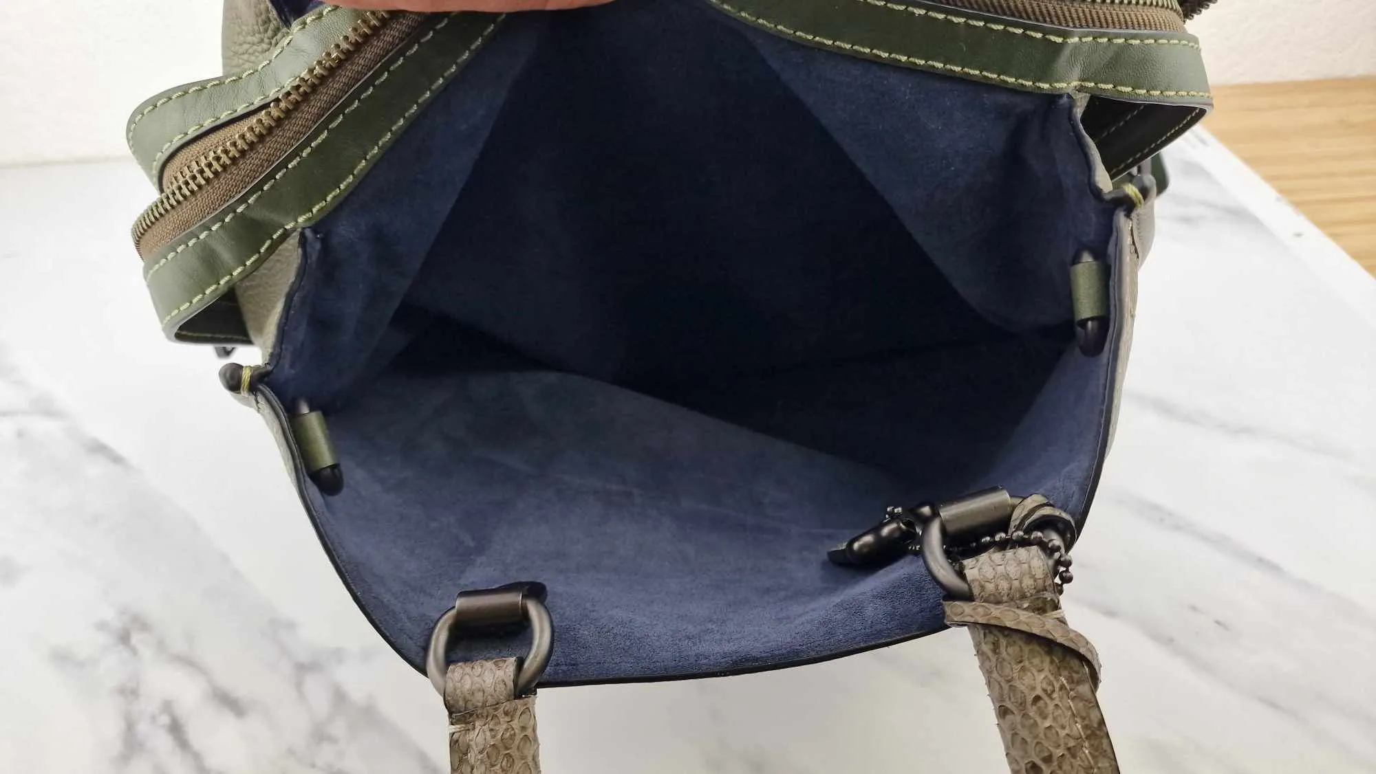 Coach 1941 Rogue 36 in Army Green Olive with Genuine Snakeskin Handles - Shoulder Bag Handbag - Coach 58965