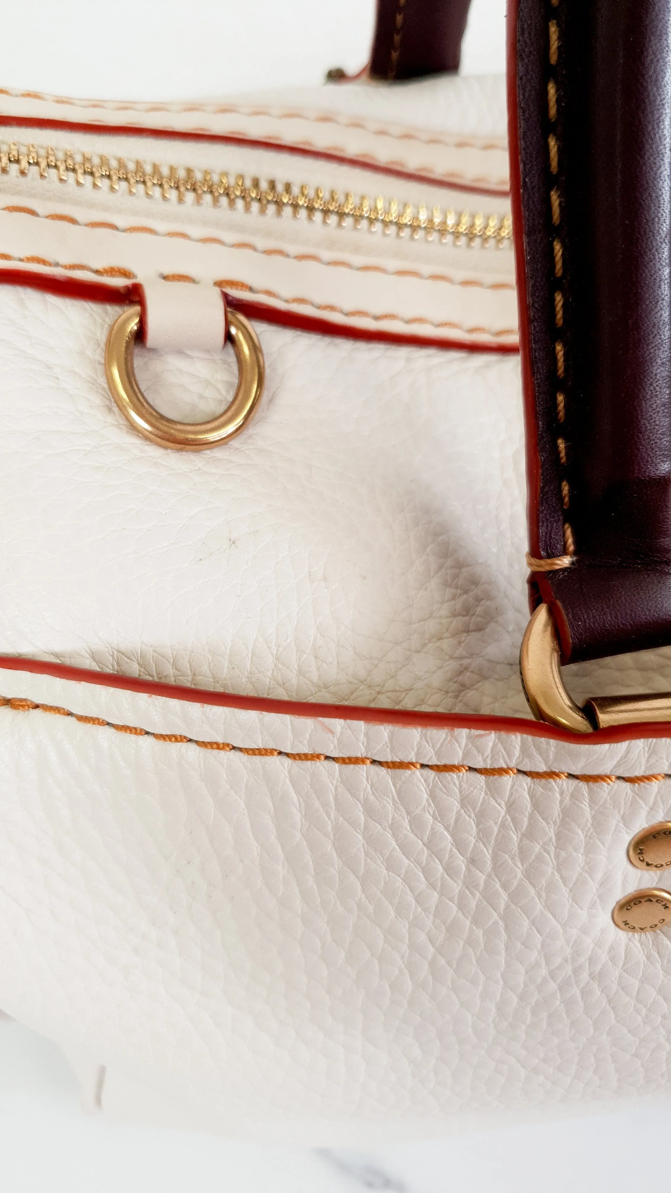 Coach 1941 Rogue Satchel 31 in Chalk with Honey Suede - Barrel Bag Coach 86857
