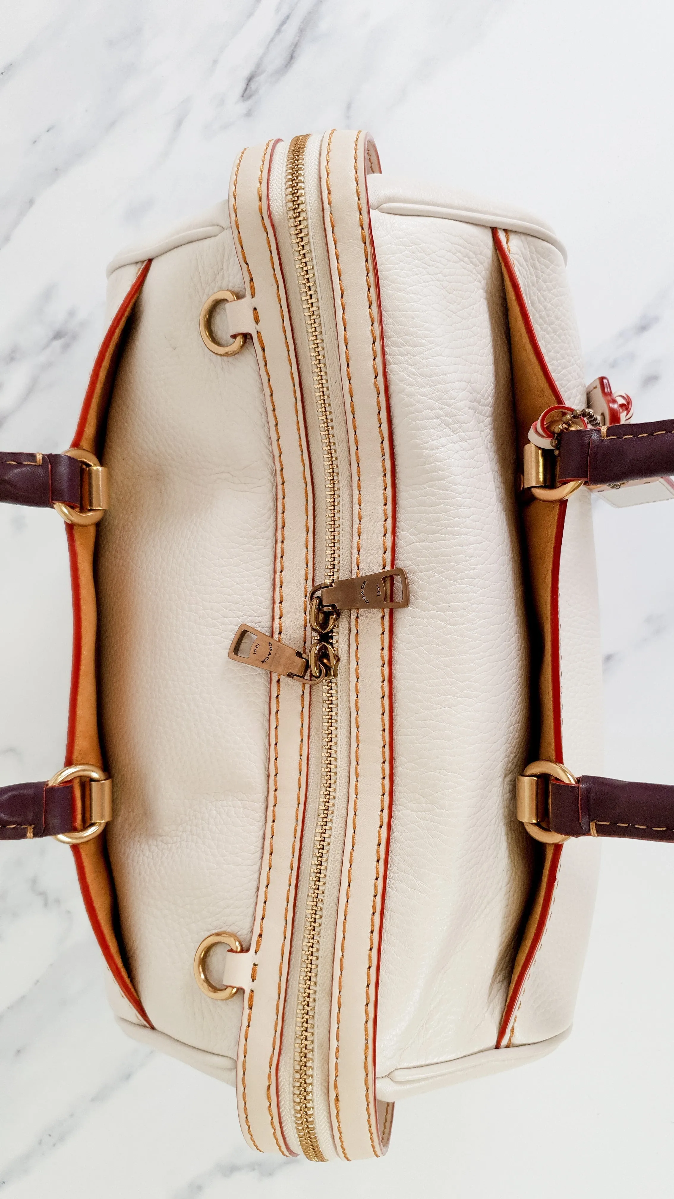 Coach 1941 Rogue Satchel 31 in Chalk with Honey Suede - Barrel Bag Coach 86857