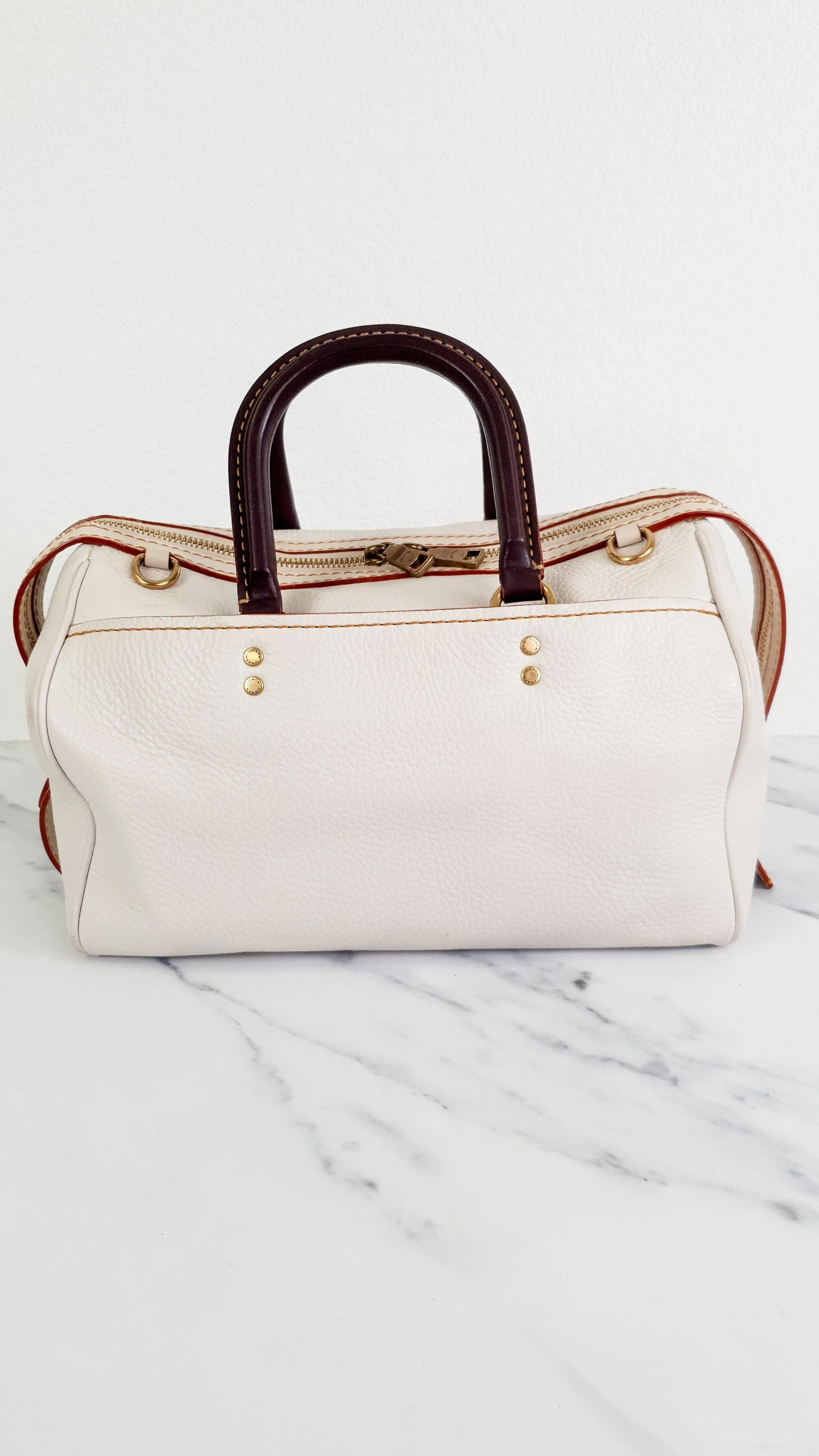Coach 1941 Rogue Satchel 31 in Chalk with Honey Suede - Barrel Bag Coach 86857