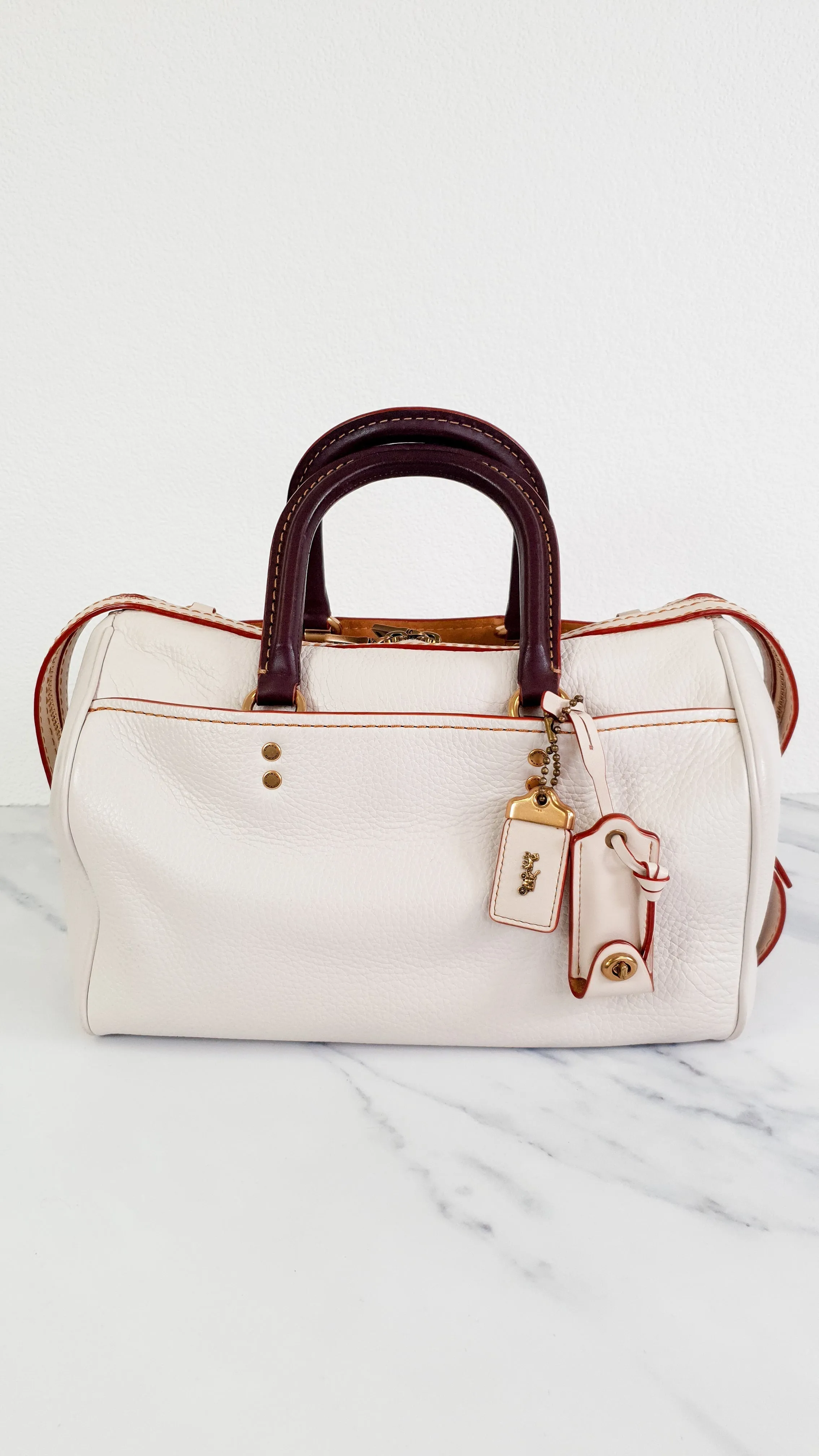 Coach 1941 Rogue Satchel 31 in Chalk with Honey Suede - Barrel Bag Coach 86857
