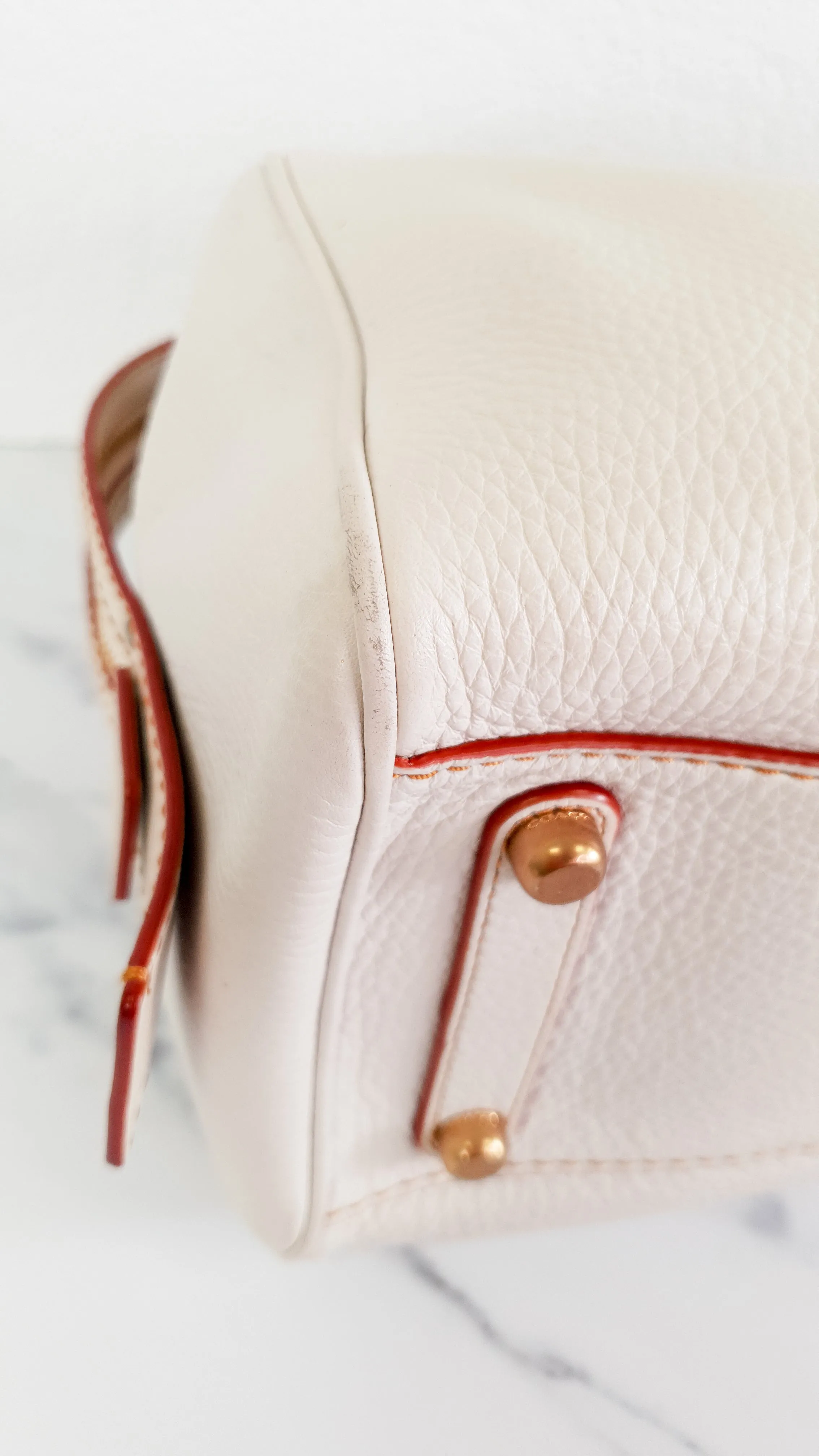 Coach 1941 Rogue Satchel 31 in Chalk with Honey Suede - Barrel Bag Coach 86857
