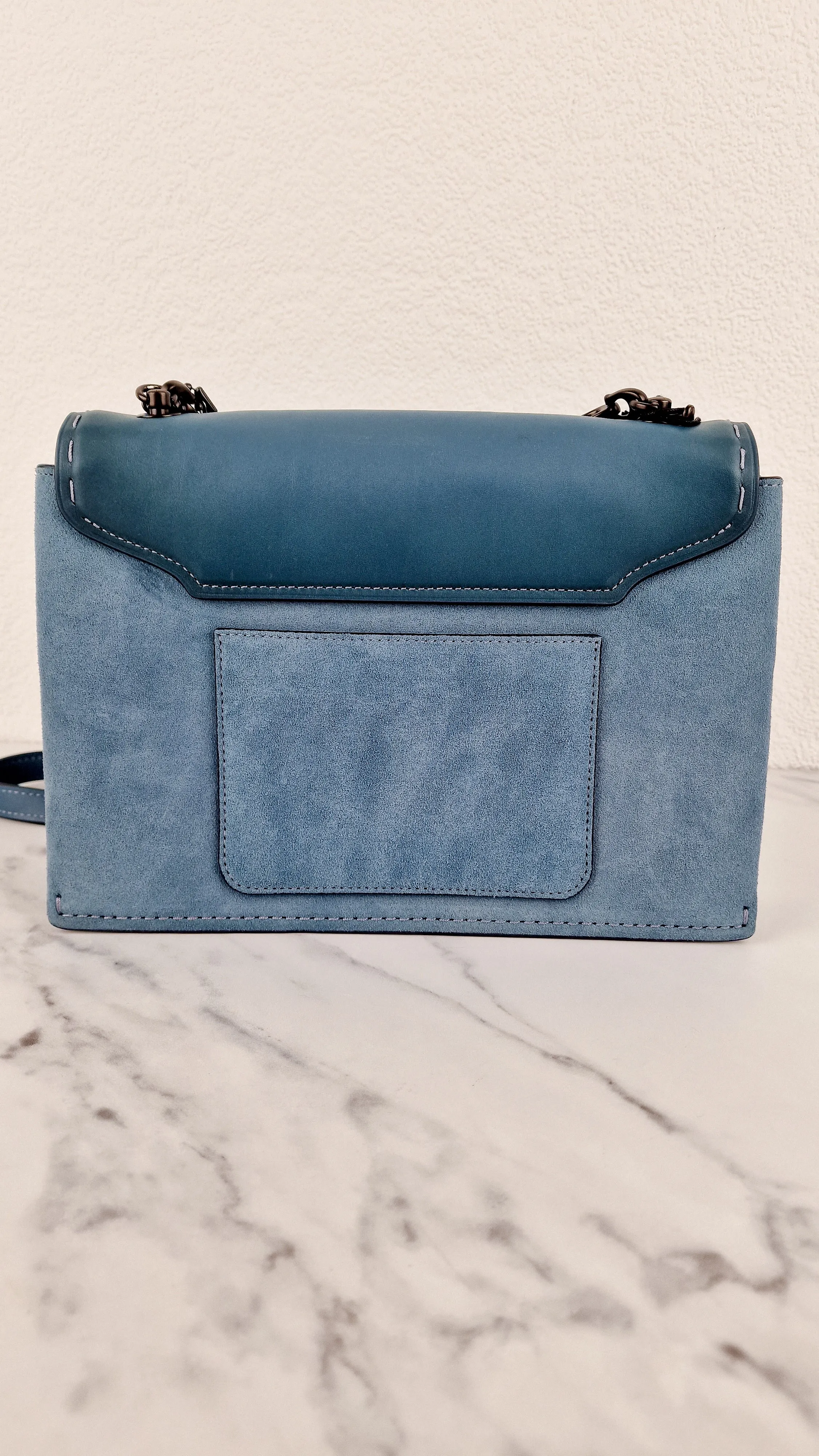 Coach 1941 Swagger Crossbody in Chambray Blue Suede & Smooth Leather - Clutch Shoulder Bag- Coach 25833