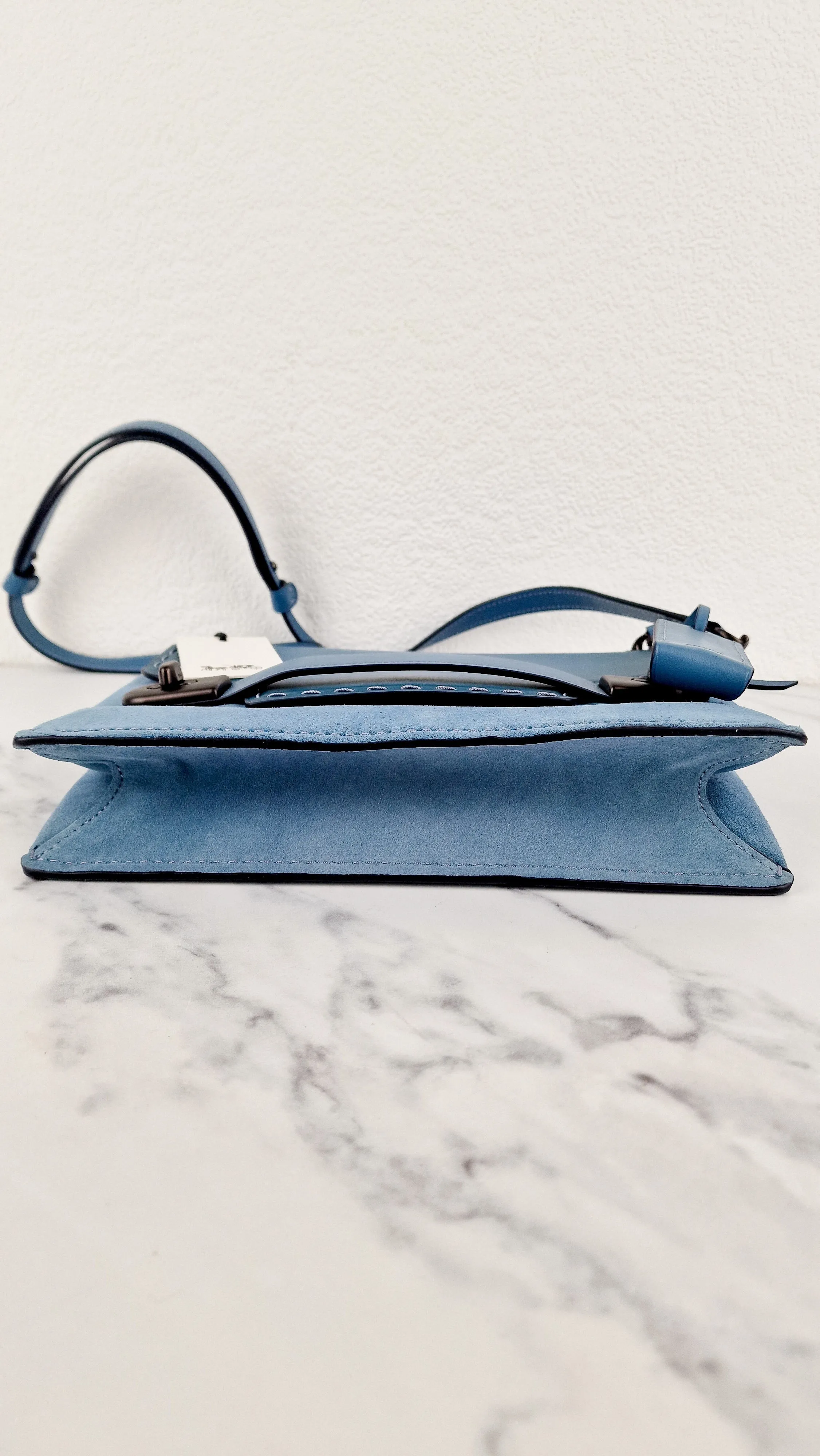 Coach 1941 Swagger Crossbody in Chambray Blue Suede & Smooth Leather - Clutch Shoulder Bag- Coach 25833