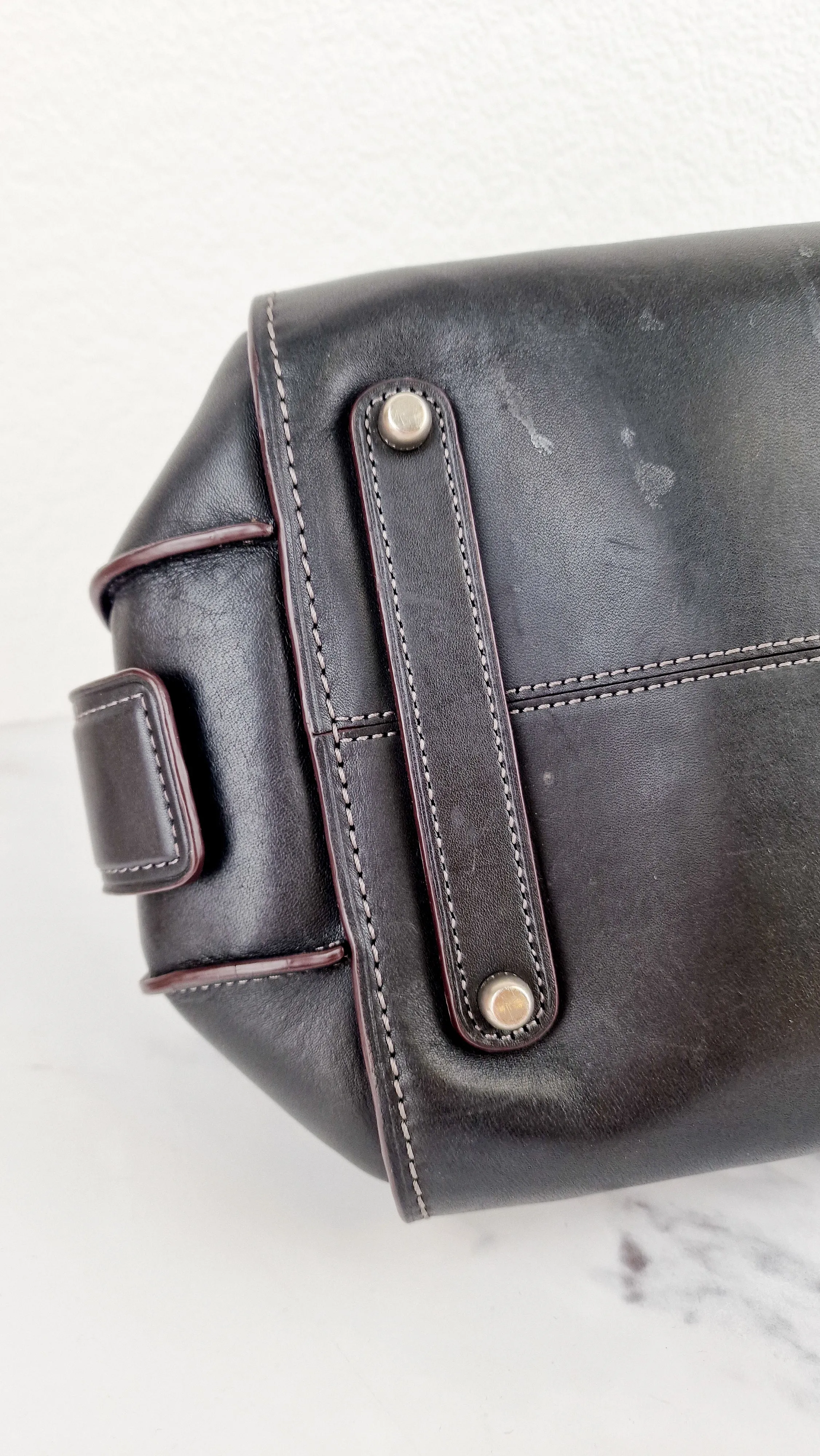 Coach Ace Satchel in Black Smooth Leather with Whipstitch Detail Handbag Crossbody - Coach 37017