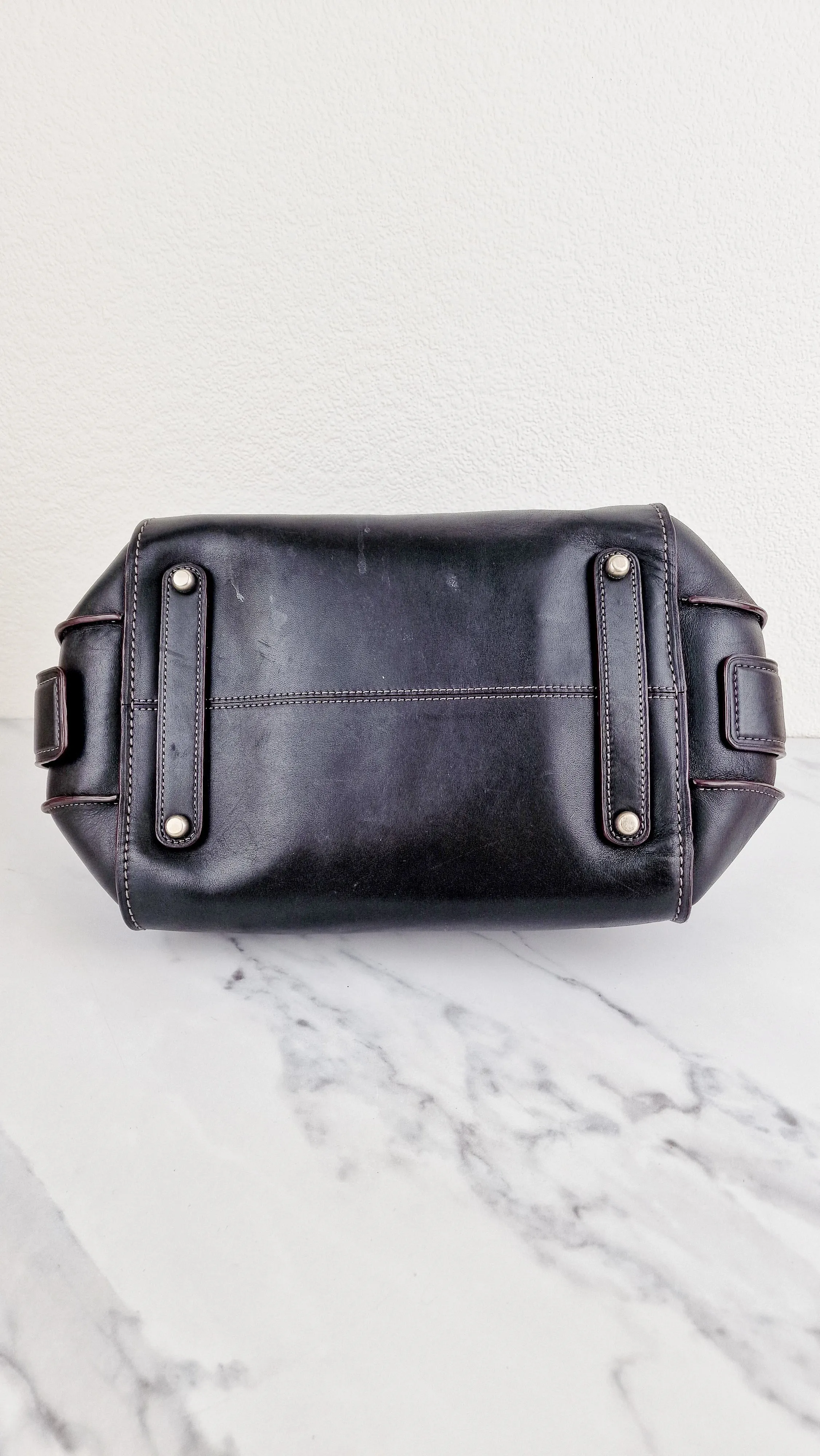 Coach Ace Satchel in Black Smooth Leather with Whipstitch Detail Handbag Crossbody - Coach 37017