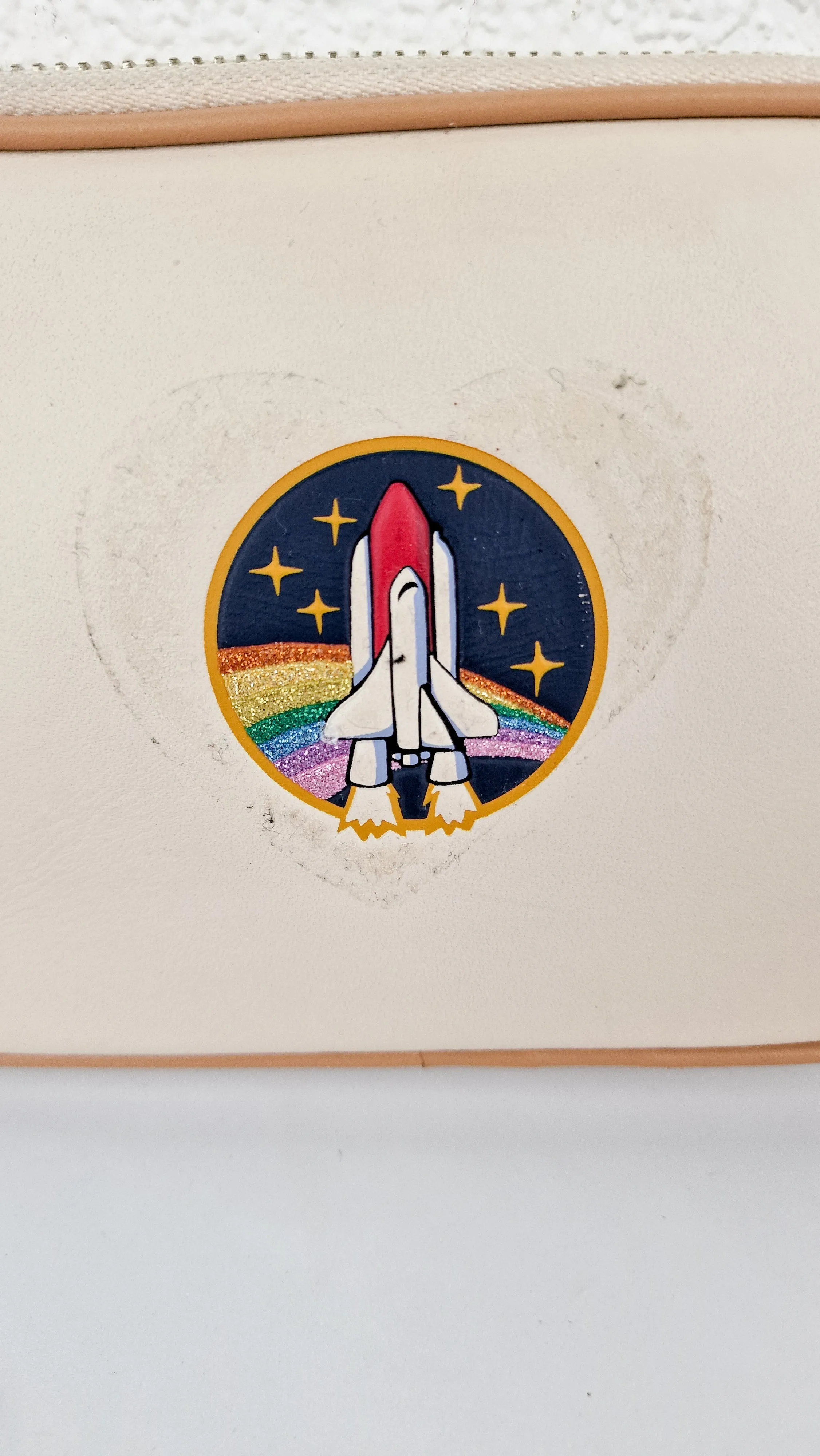 Coach Camera Bag with Nasa Space Rocket Patch in Chalk Smooth Leather Clutch - Coach 10851